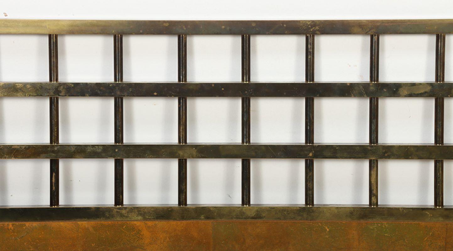 Mid-Century Modern Brass and giltwood King size headboard C 1970 in the manner of Paul McCobb.