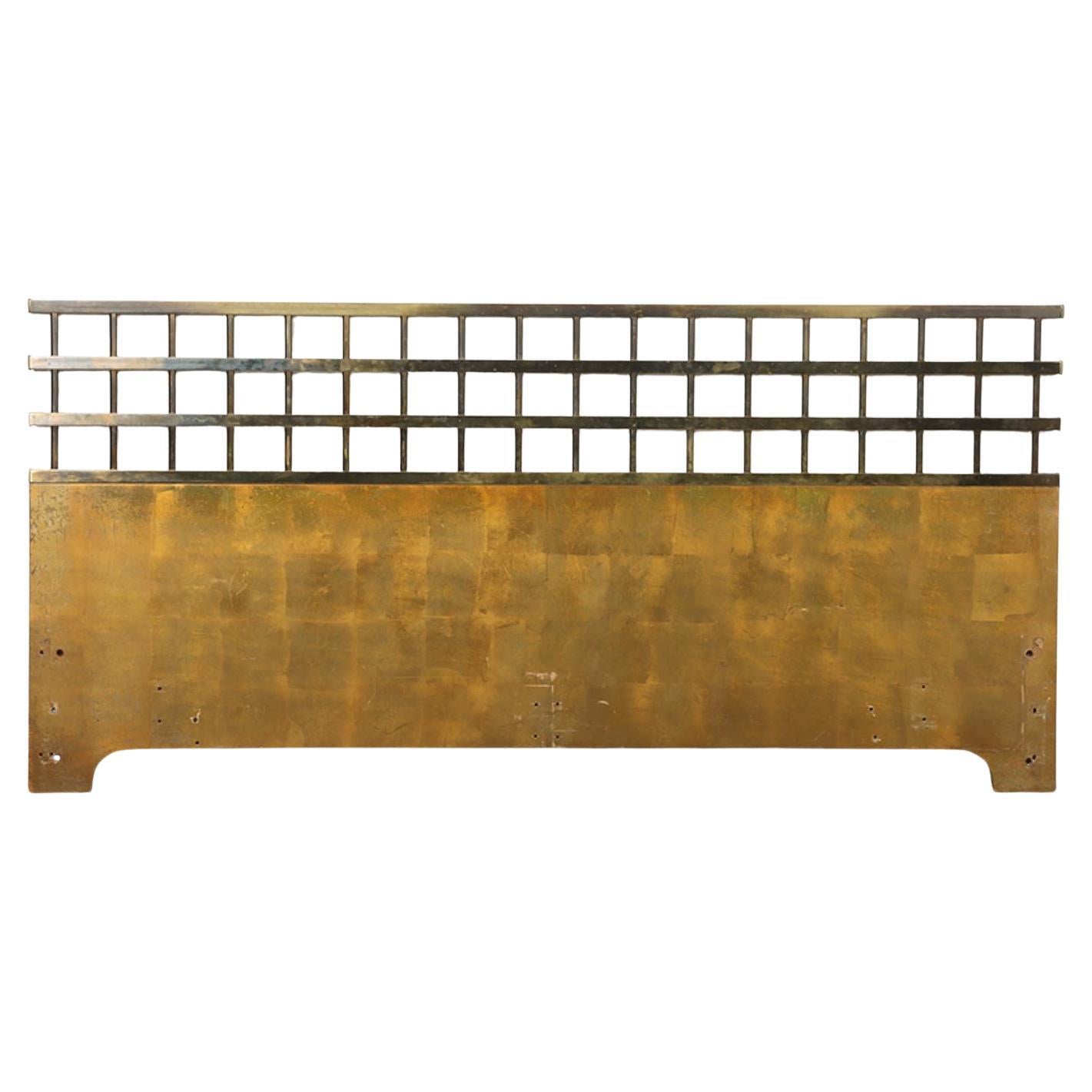 Brass and giltwood King size headboard C 1970 in the manner of Paul McCobb.