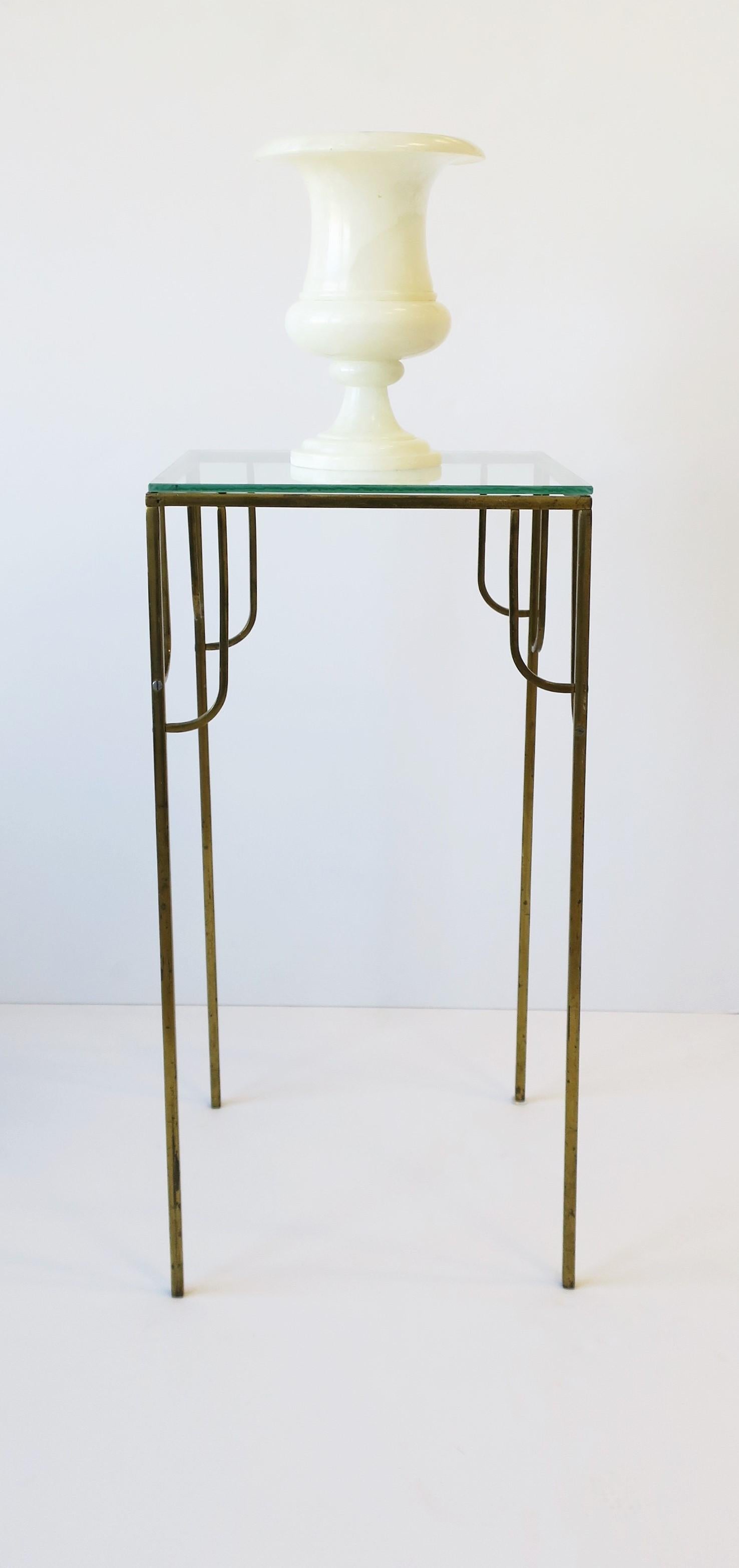 Brass and Glass Pedestal Column Table Modern Art Deco Style, circa 1970s 5