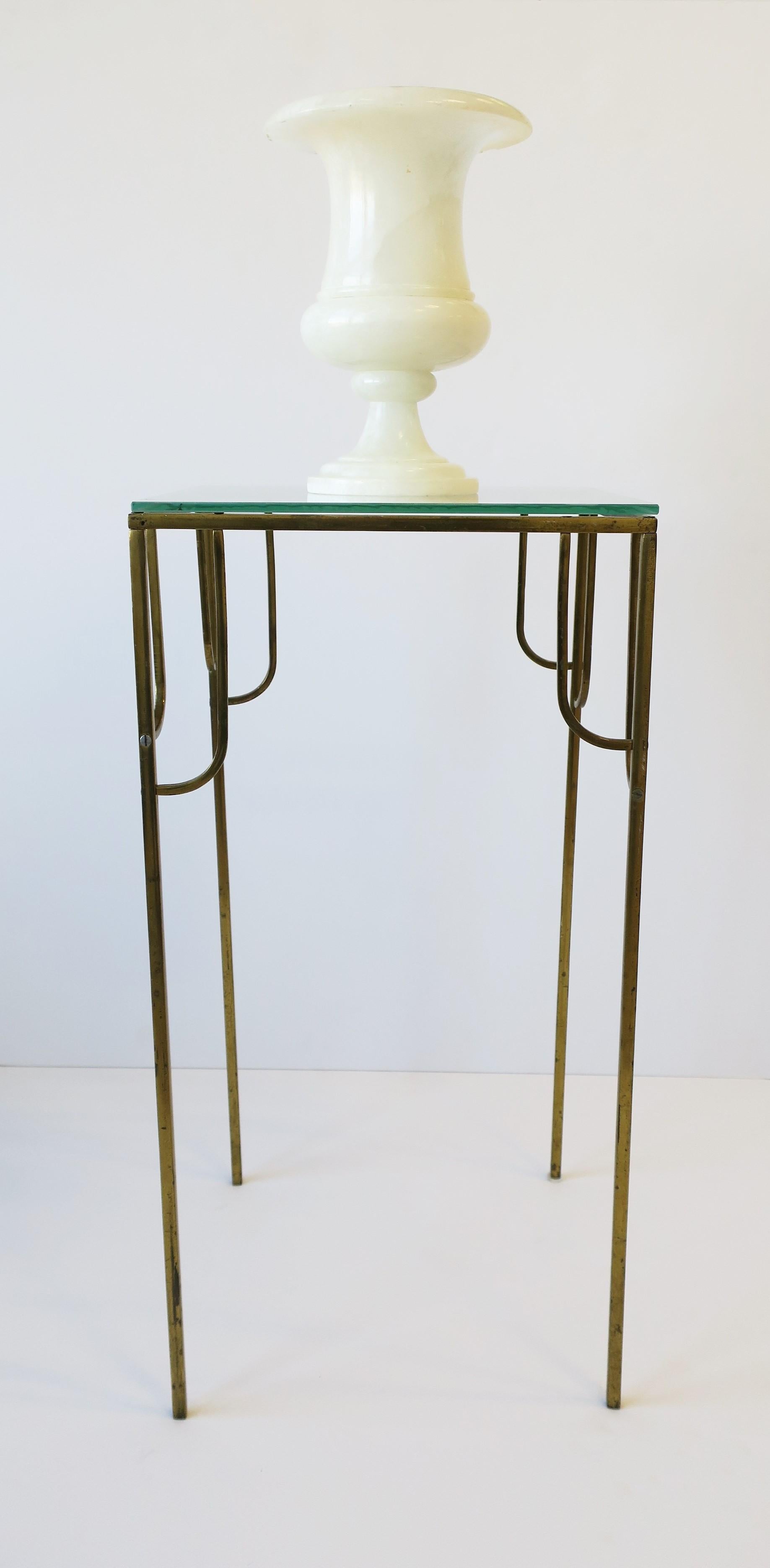 Brass and Glass Pedestal Column Table Modern Art Deco Style, circa 1970s 6