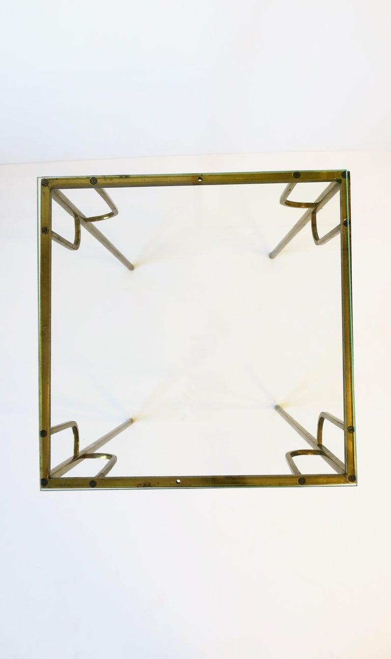 Brass and Glass Pedestal Column Table Modern Art Deco Style, circa