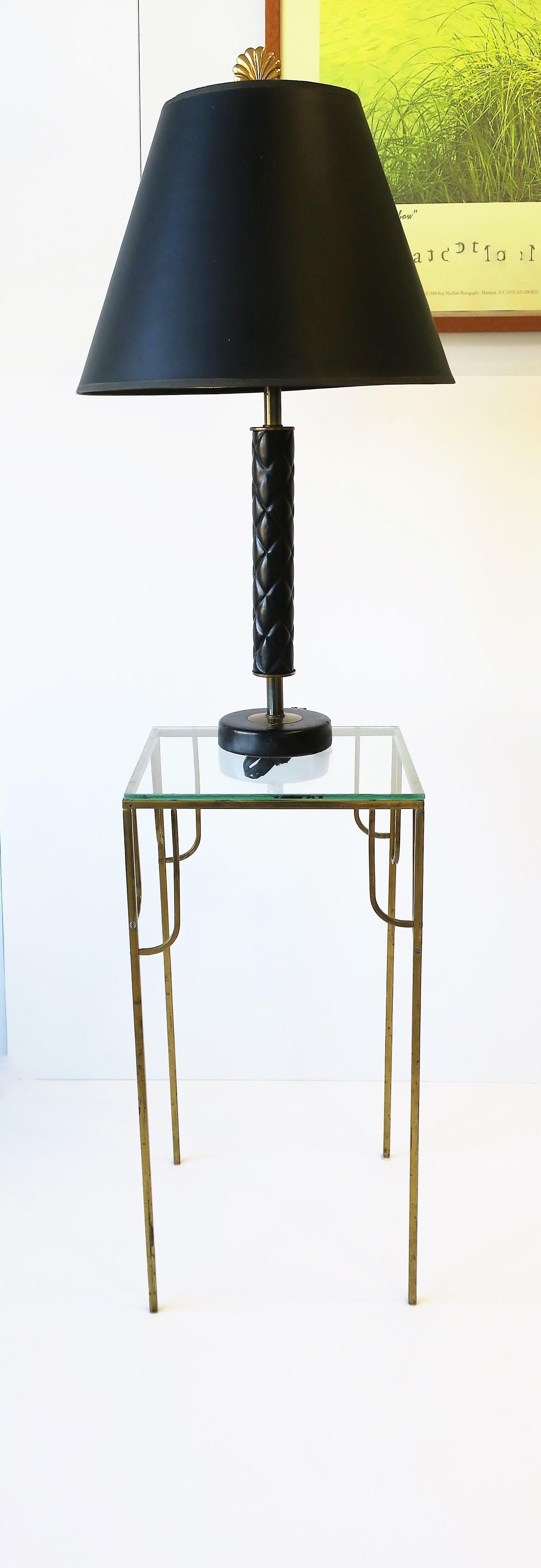 Brass and Glass Pedestal Column Table Modern Art Deco Style, circa 1970s 3