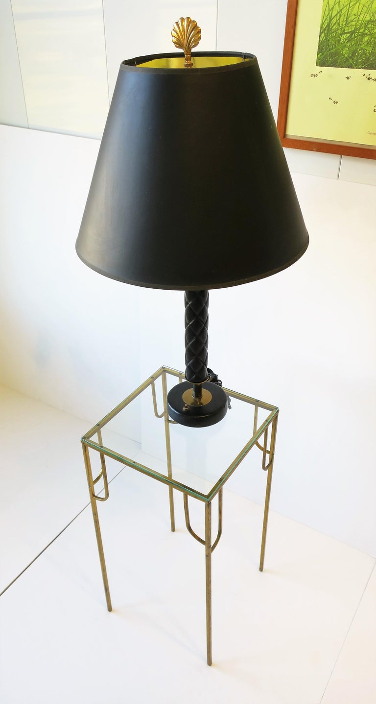 Brass and Glass Pedestal Column Table Modern Art Deco Style, circa