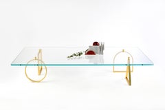 Brass and Glass "Bagatto" Coffee Table, Ilaria Bianchi