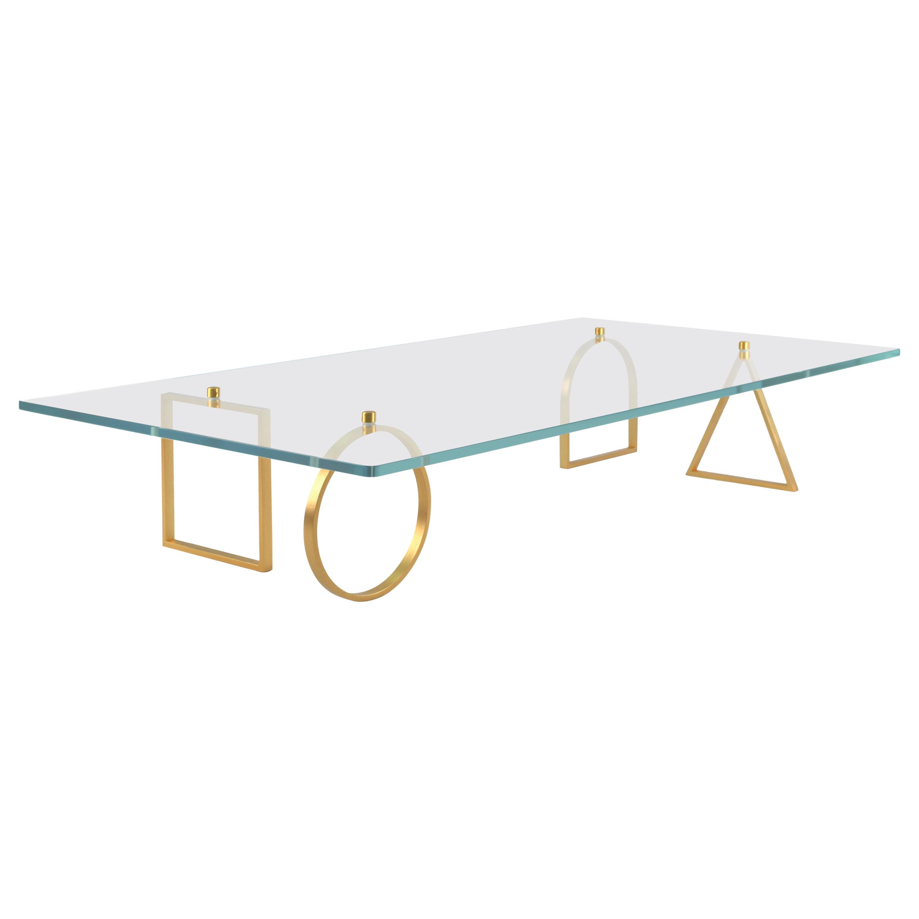 Brass and Glass "Bagatto" Coffee Table, Ilaria Bianchi