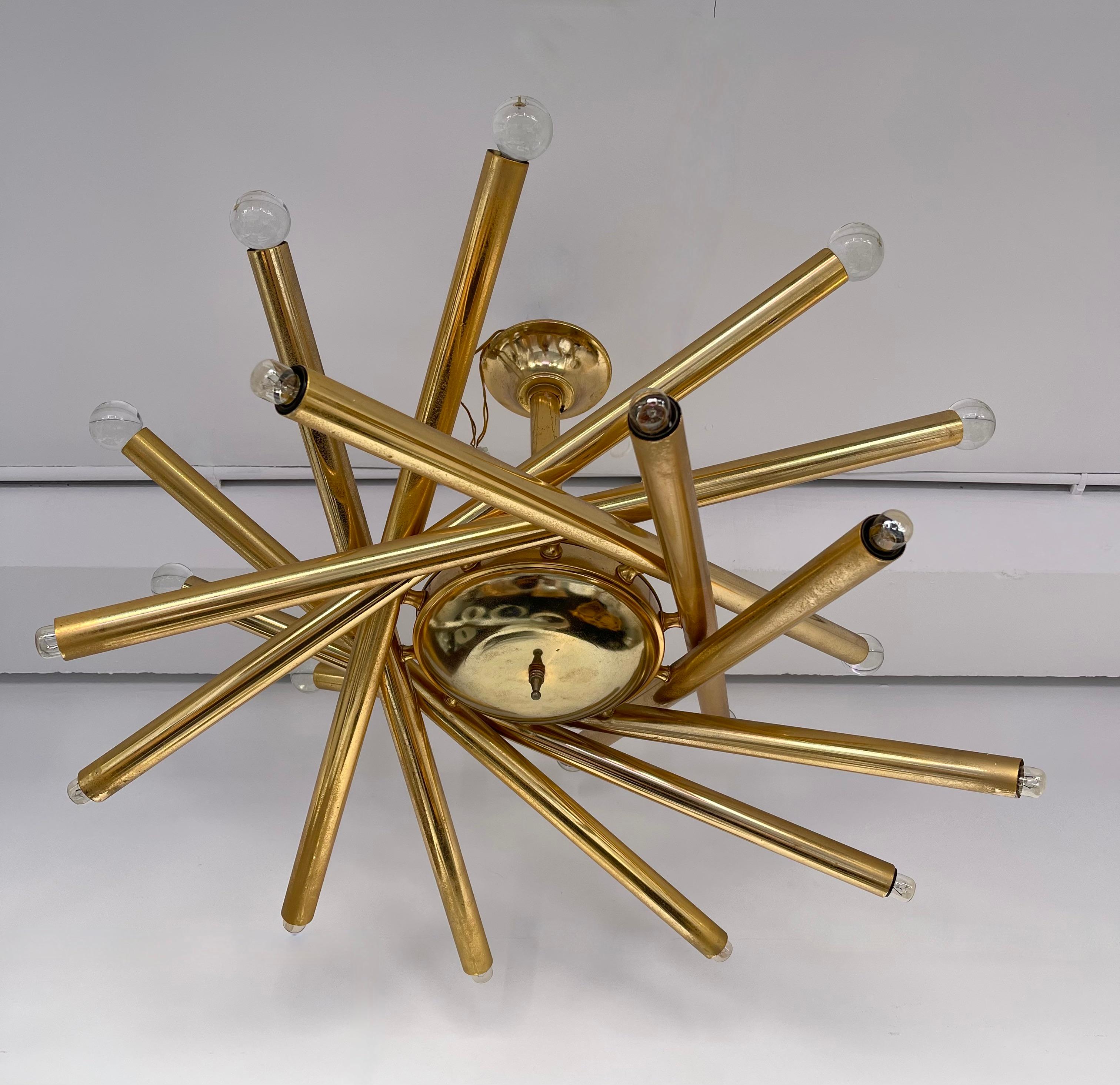 Brass and Glass Ball Sputnik Fireworks Chandelier, Italy, 1950s 6