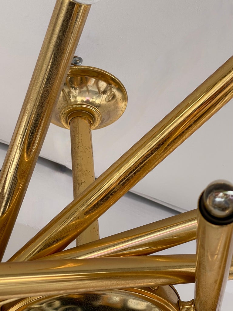 Brass and Glass Ball Sputnik Fireworks Chandelier, Italy, 1950s For