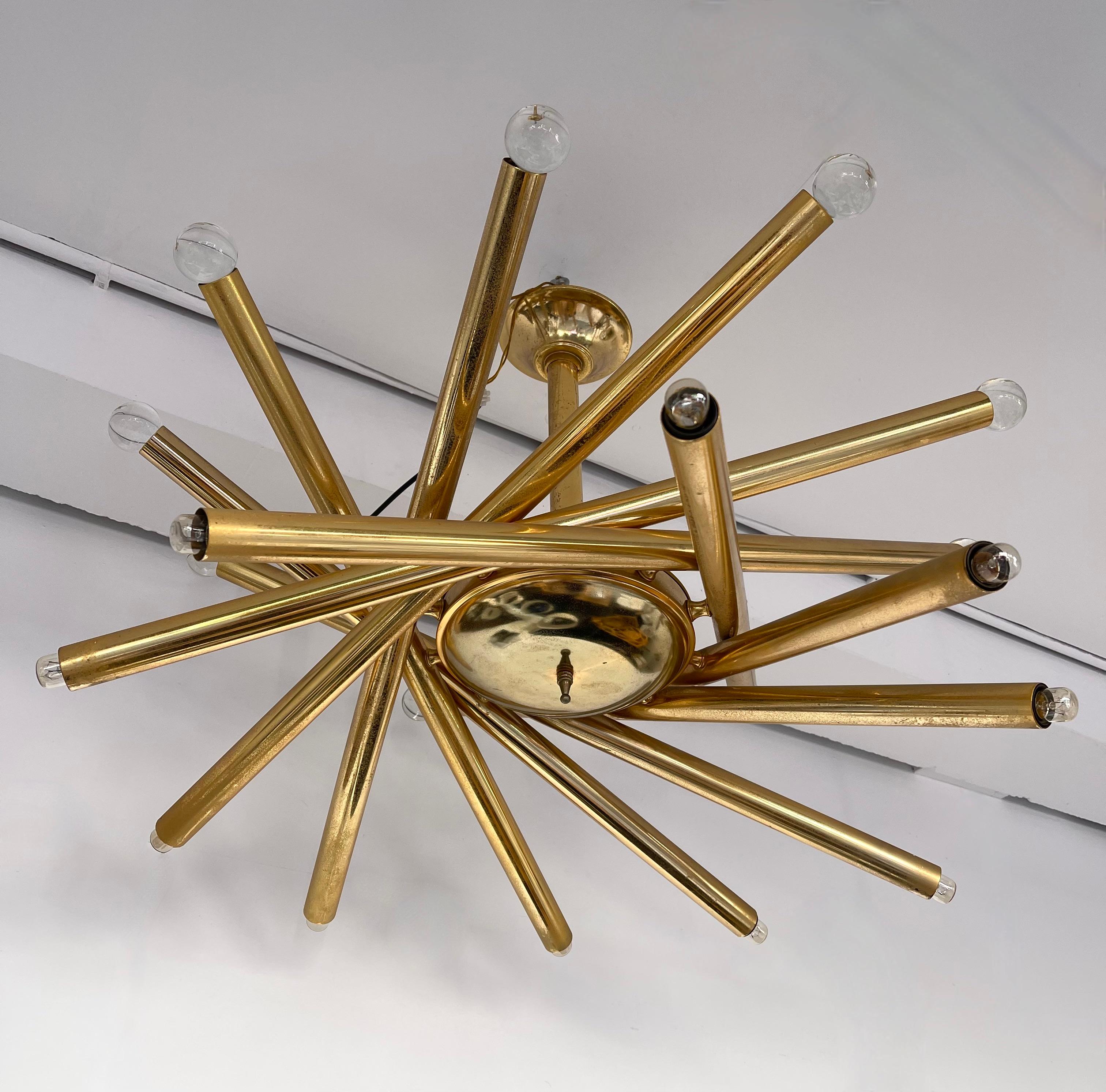 Brass and Glass Ball Sputnik Fireworks Chandelier, Italy, 1950s 3