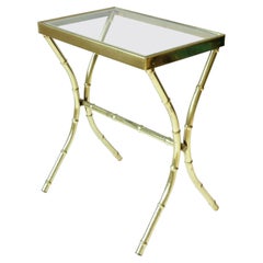 Vintage Brass and Glass Bamboo-Esque Side or End Table, Small, ca. 1960s