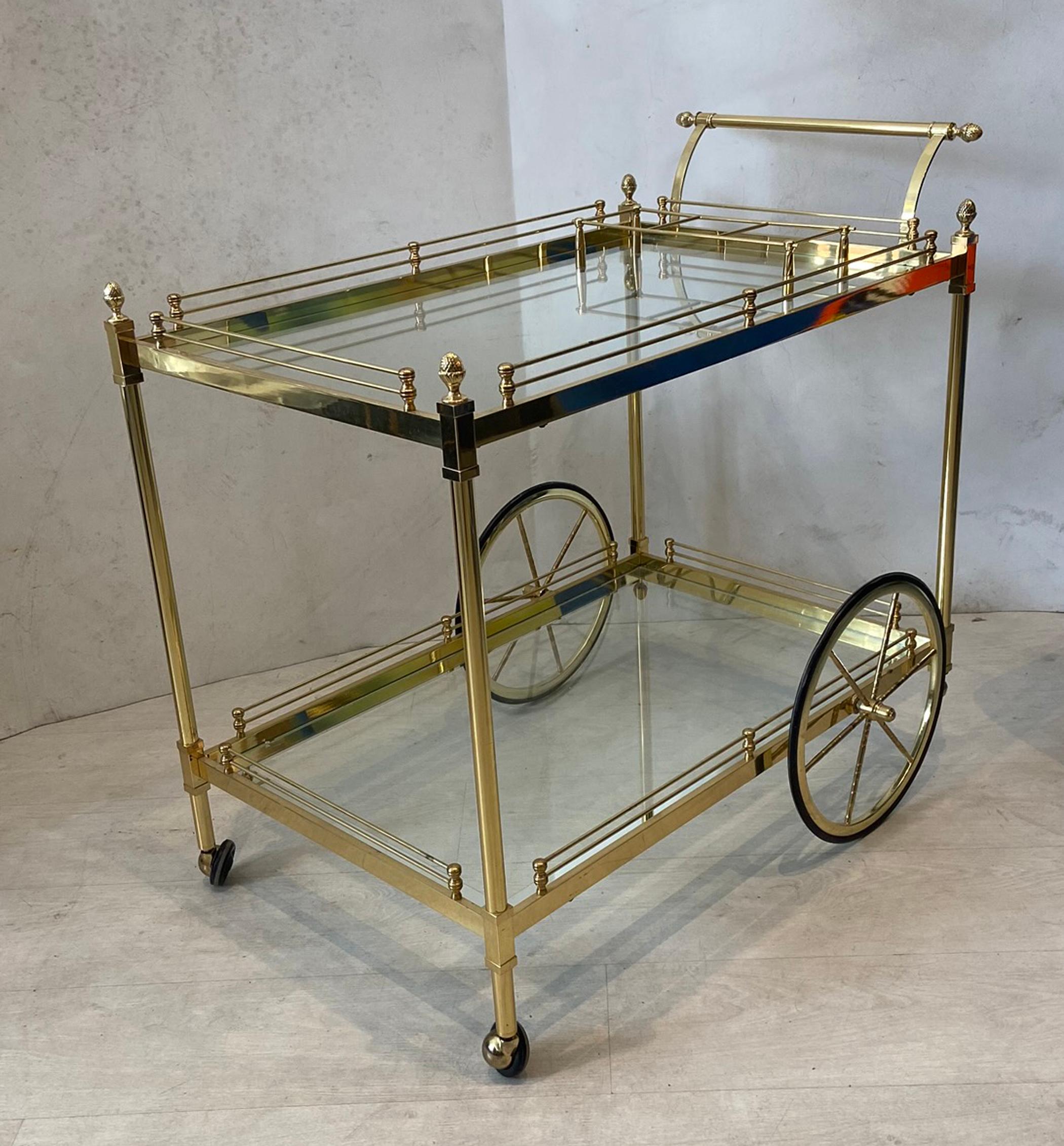 Hollywood Regency Brass and Glass Bar Cart