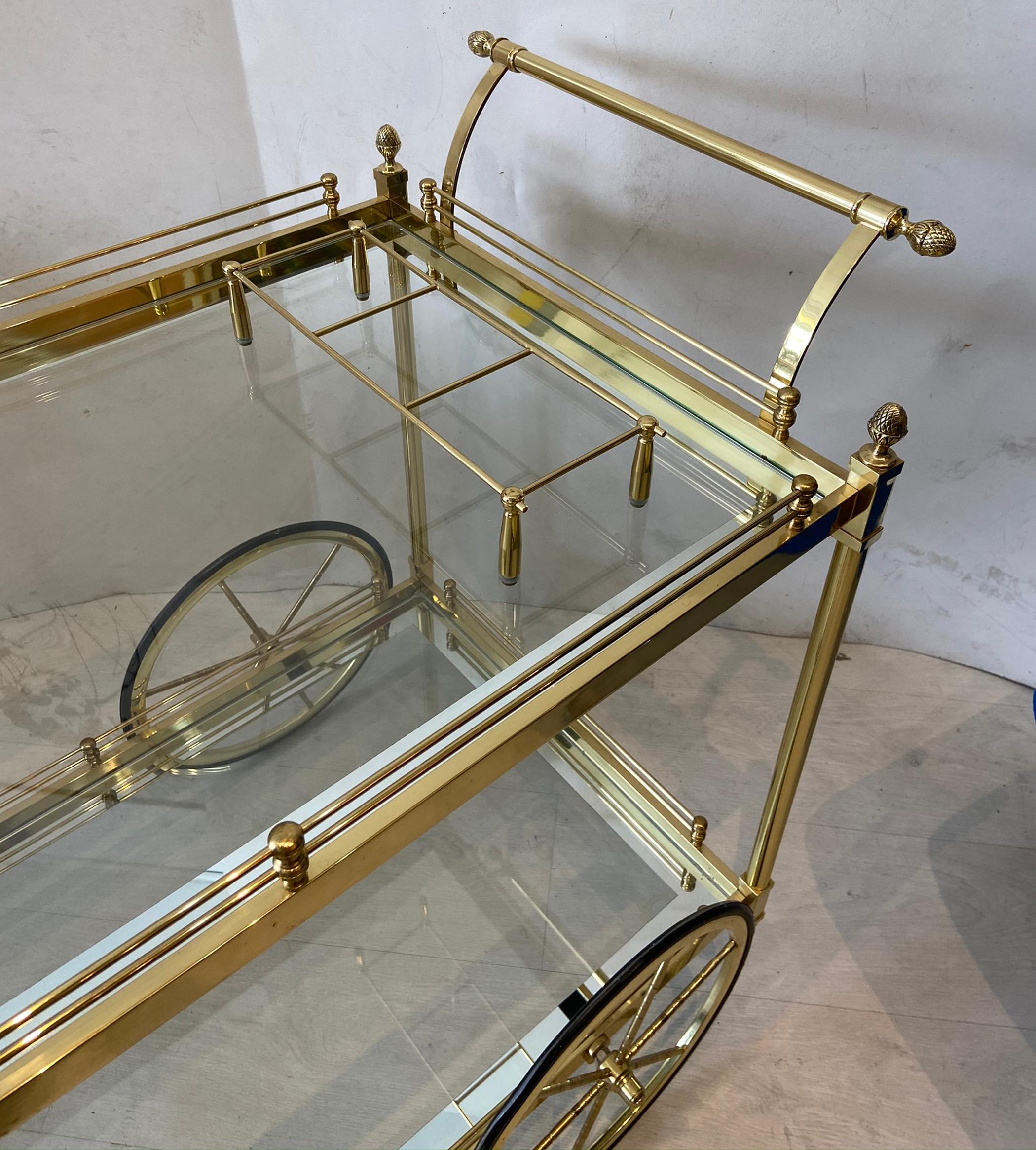 20th Century Brass and Glass Bar Cart