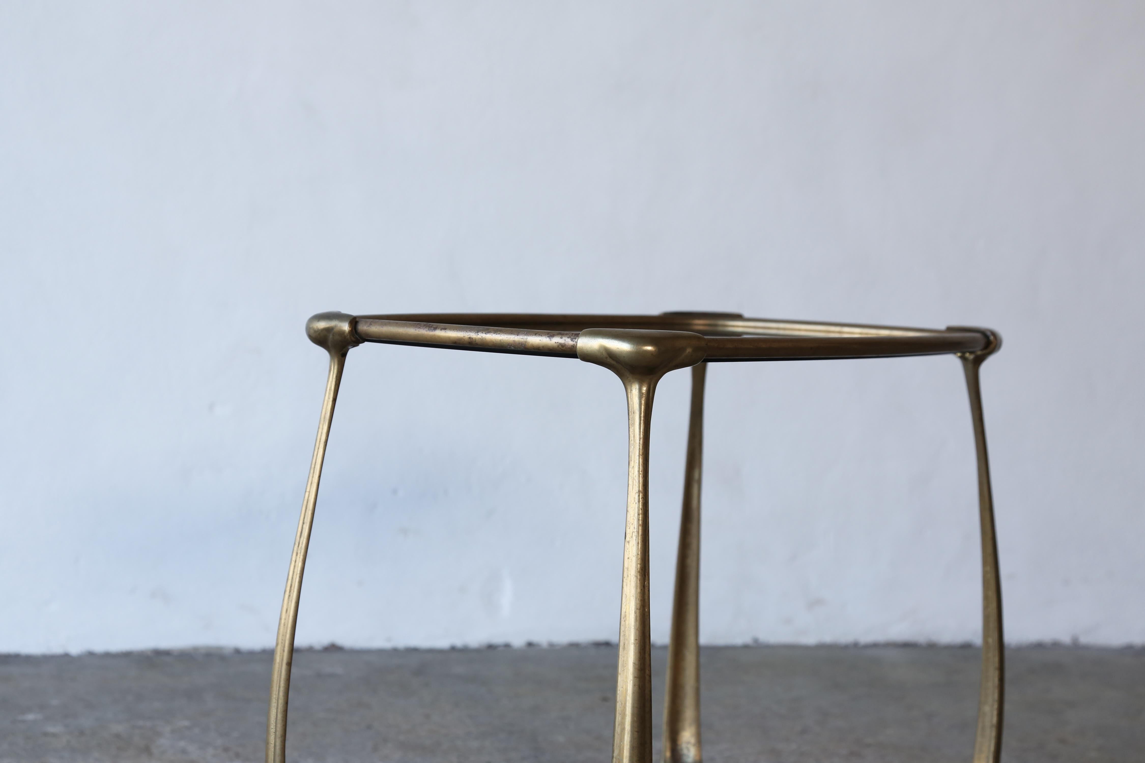 Mid-Century Modern Brass and Glass Bar / Side Table, France, 1950s For Sale