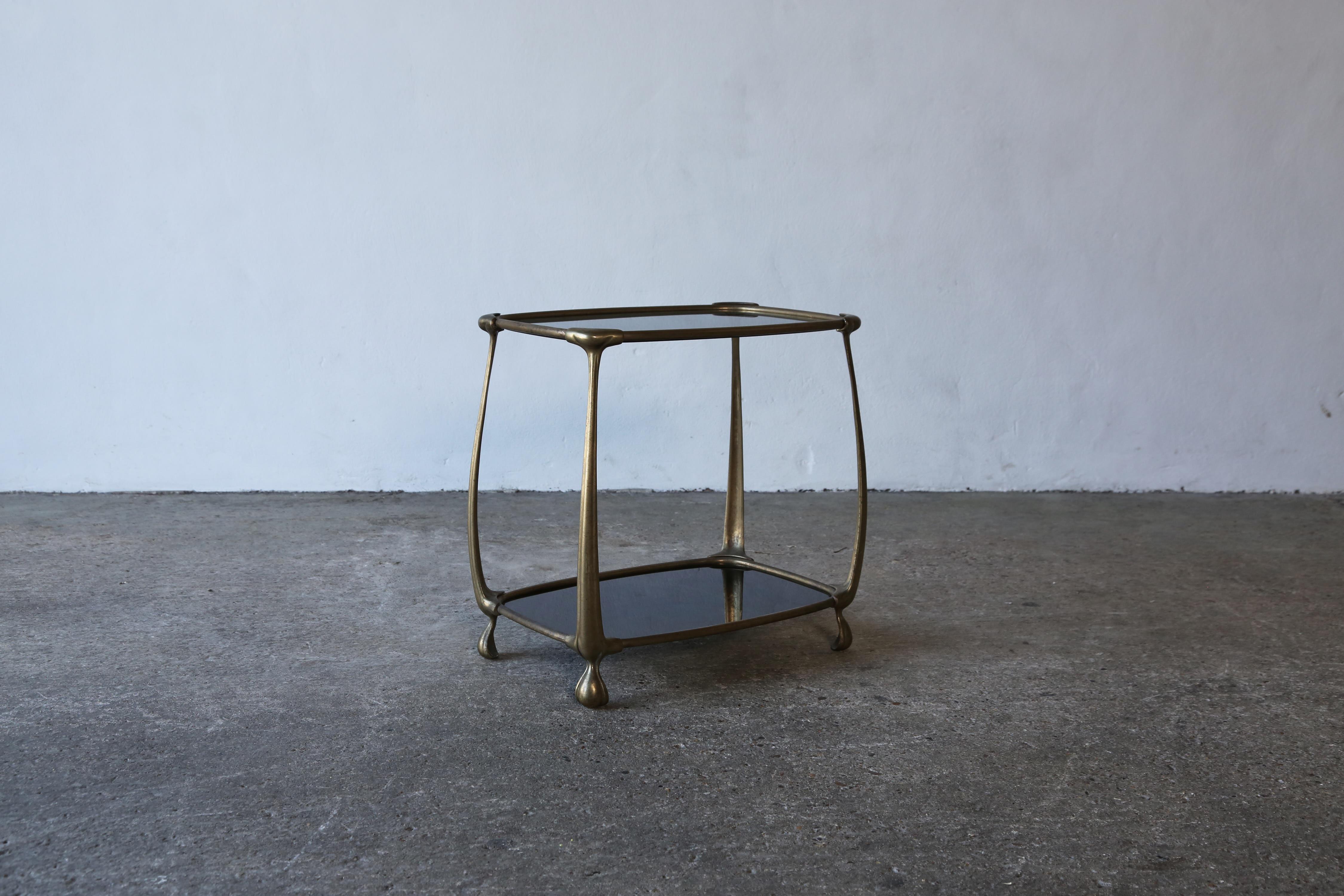 Brass and Glass Bar / Side Table, France, 1950s In Good Condition For Sale In London, GB
