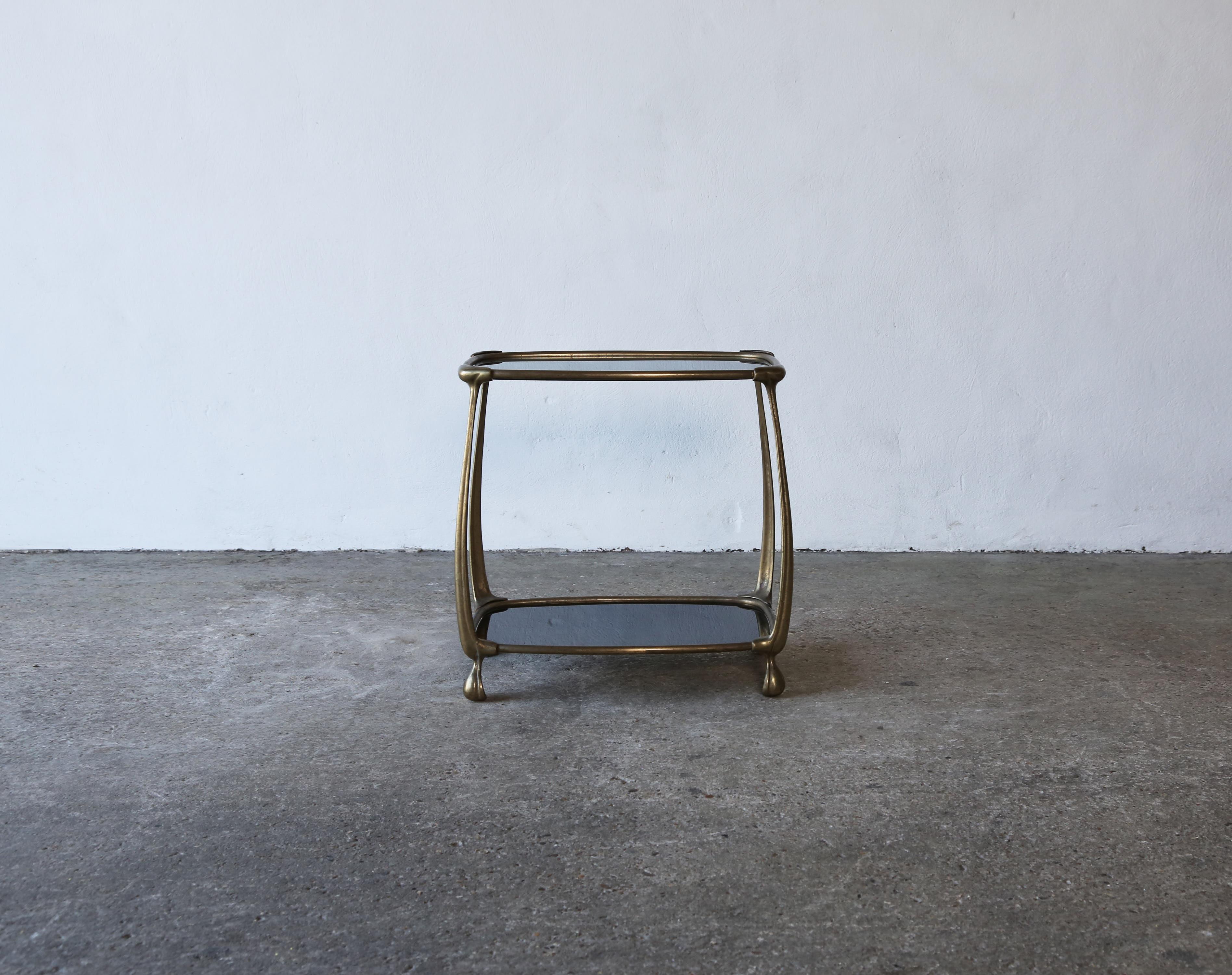 20th Century Brass and Glass Bar / Side Table, France, 1950s For Sale