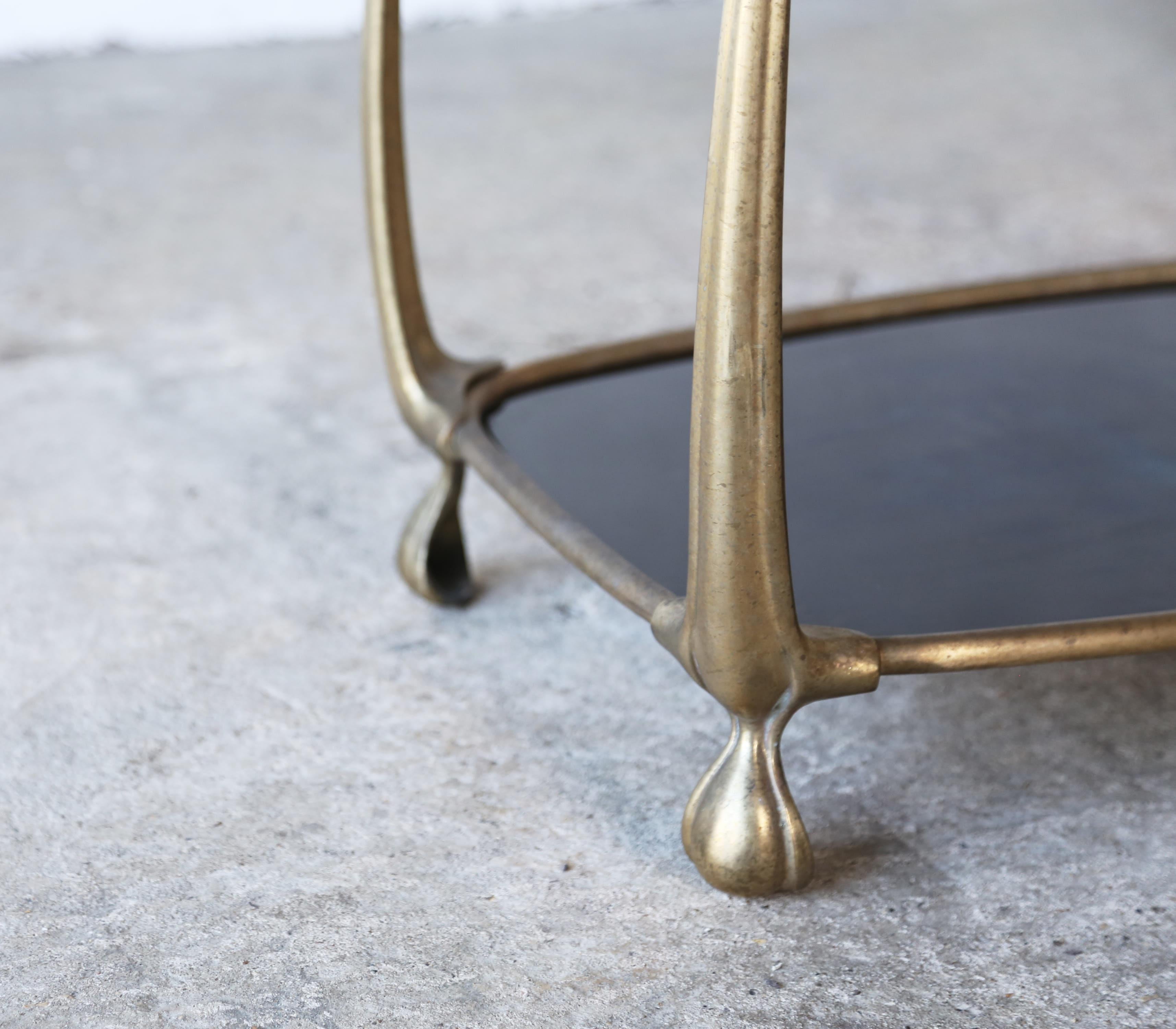 Brass and Glass Bar / Side Table, France, 1950s For Sale 1