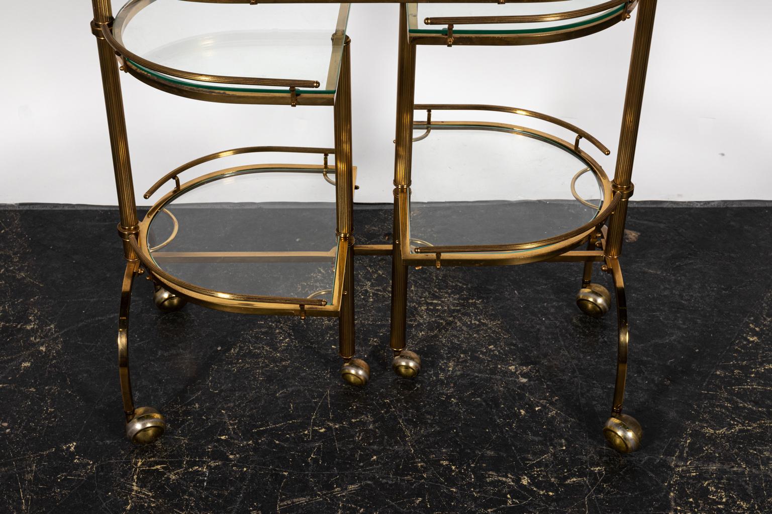 Brass and Glass Bar Cart with Movable Sides 1