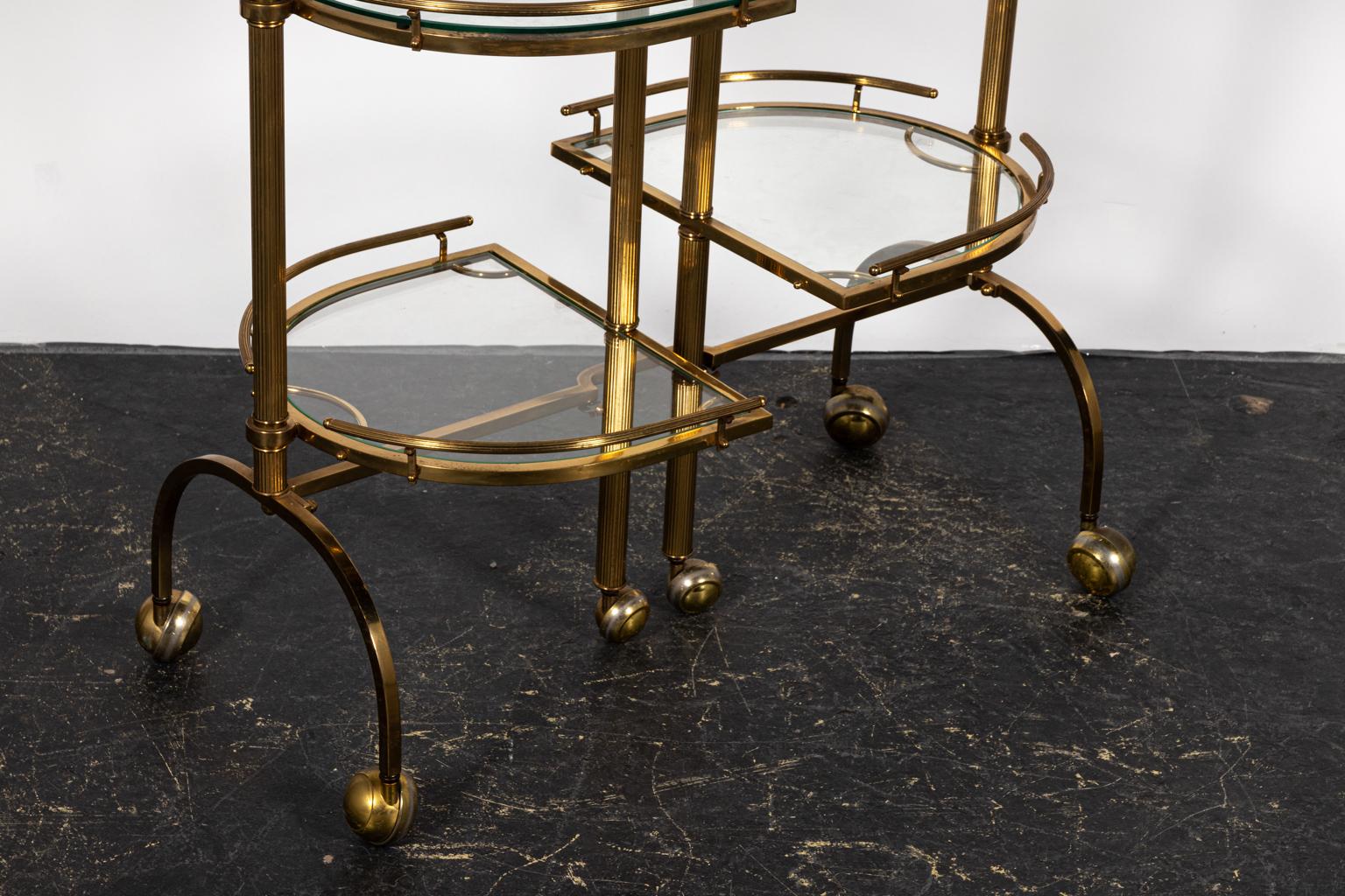 Brass and Glass Bar Cart with Movable Sides 2