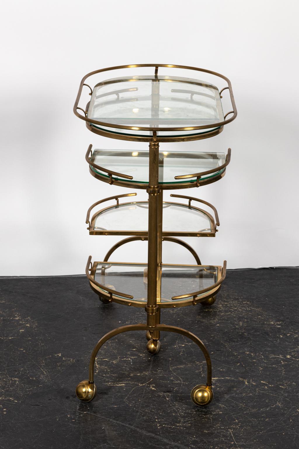 Brass and Glass Bar Cart with Movable Sides 3