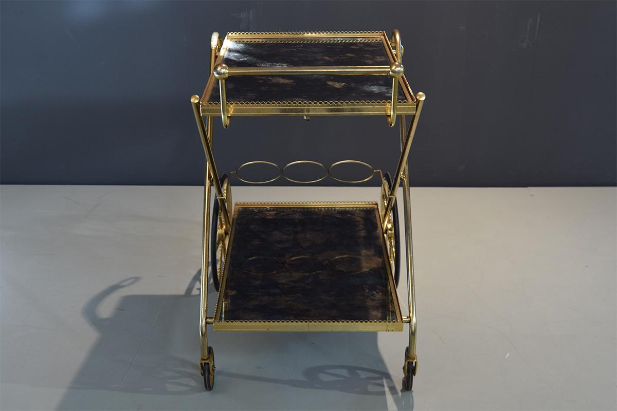 Brass and Glass Bar-Trolley by Maison Baguès, 1950s For Sale 9