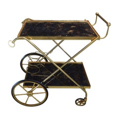 Vintage Brass and Glass Bar-Trolley by Maison Baguès, 1950s