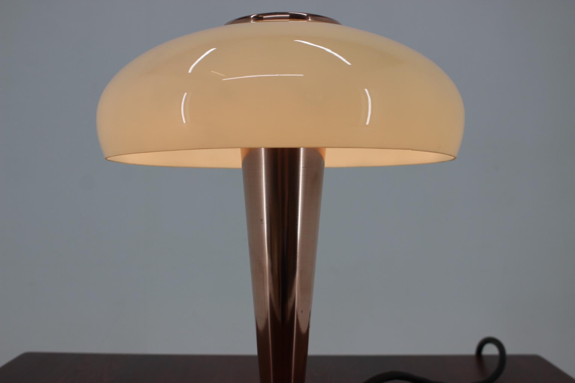 Brass and Glass Bauhaus Table Lamp, 1930s In Good Condition For Sale In Praha, CZ