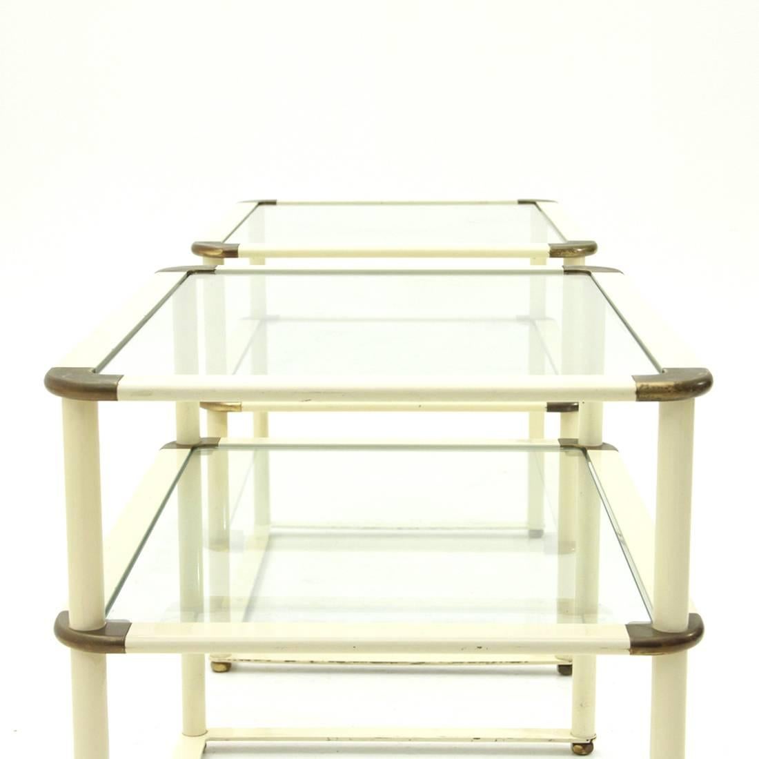 Brass and Glass Bed Side Table, 1970s, Set of Two 1
