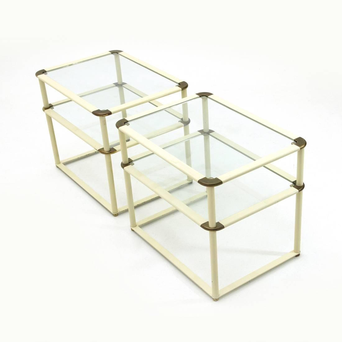 Brass and Glass Bed Side Table, 1970s, Set of Two 2