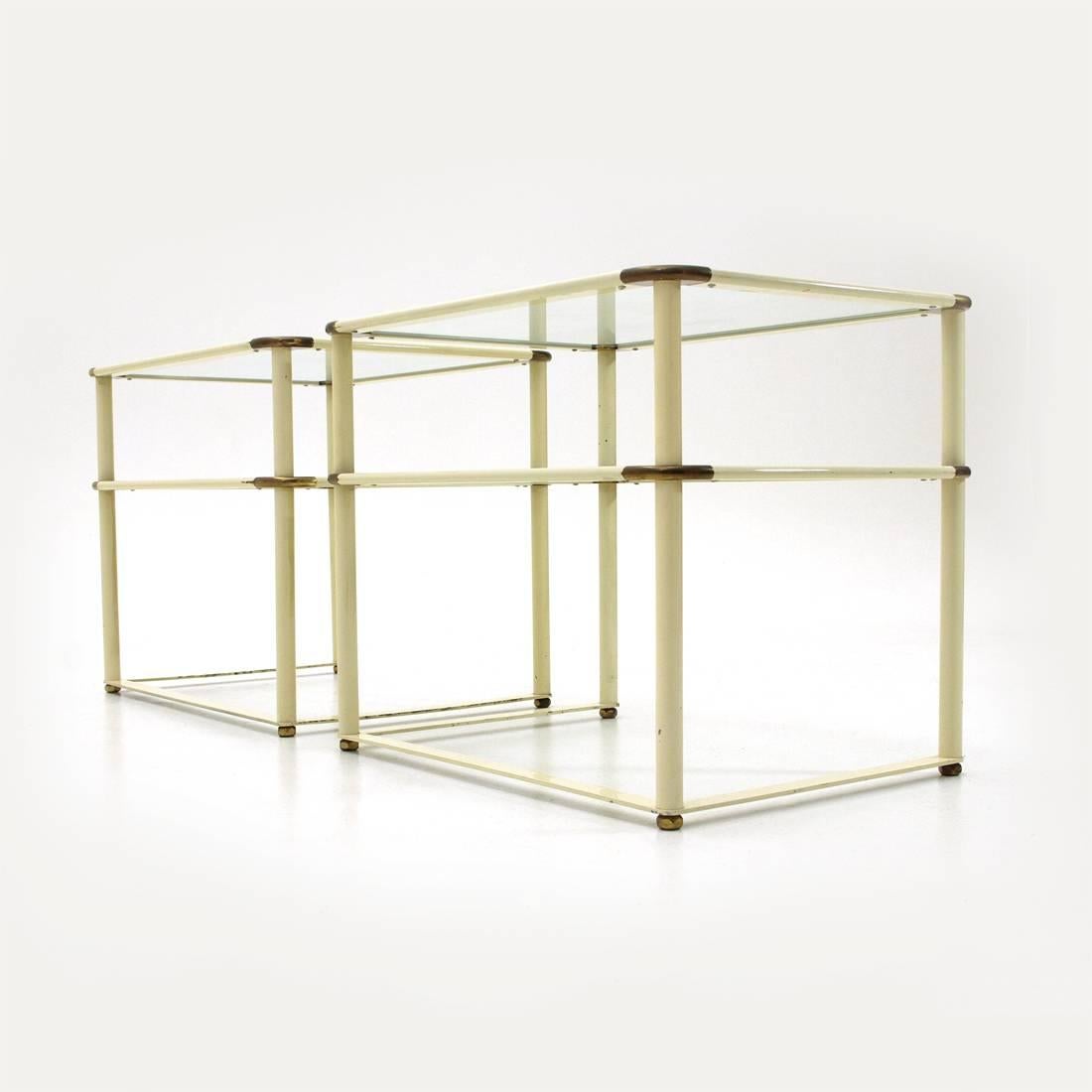 Brass and Glass Bed Side Table, 1970s, Set of Two 3