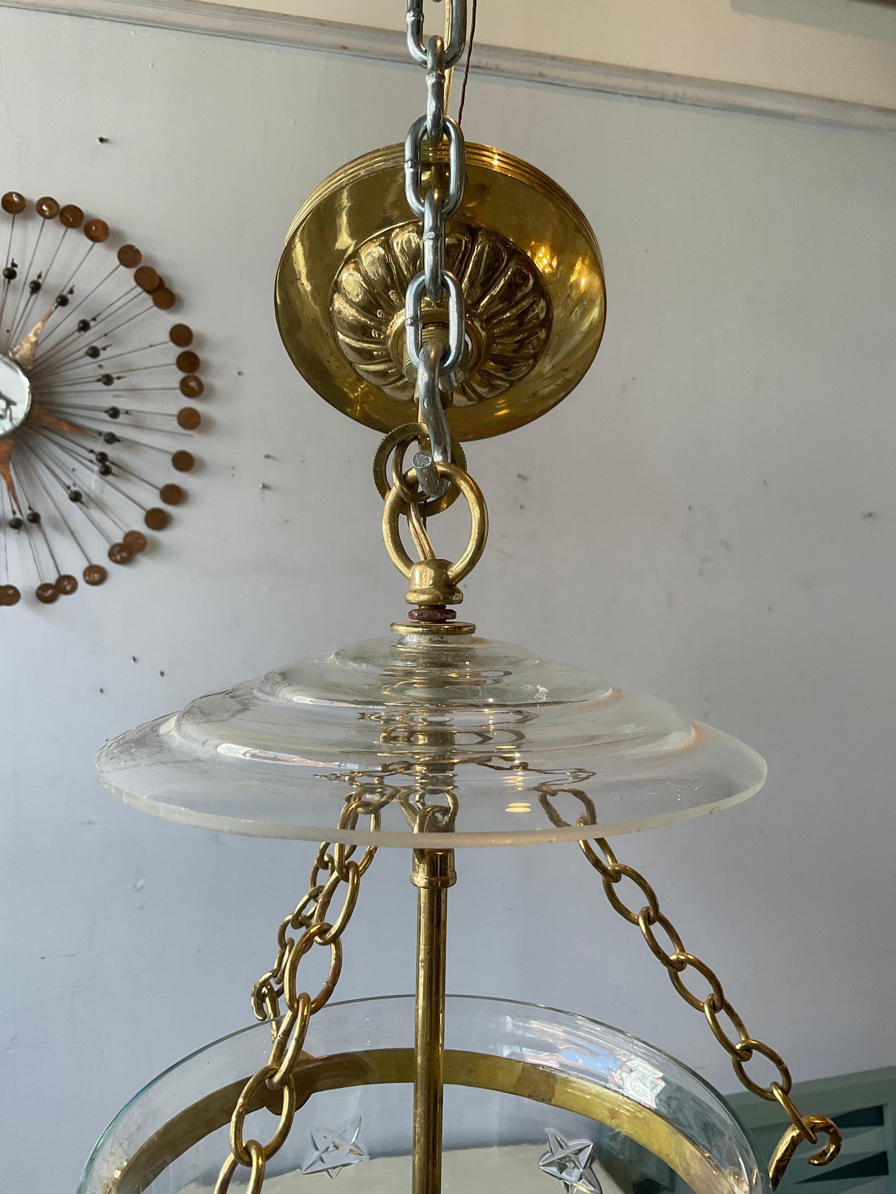 Brass And Glass Bell Jar Star Lantern For Sale 3
