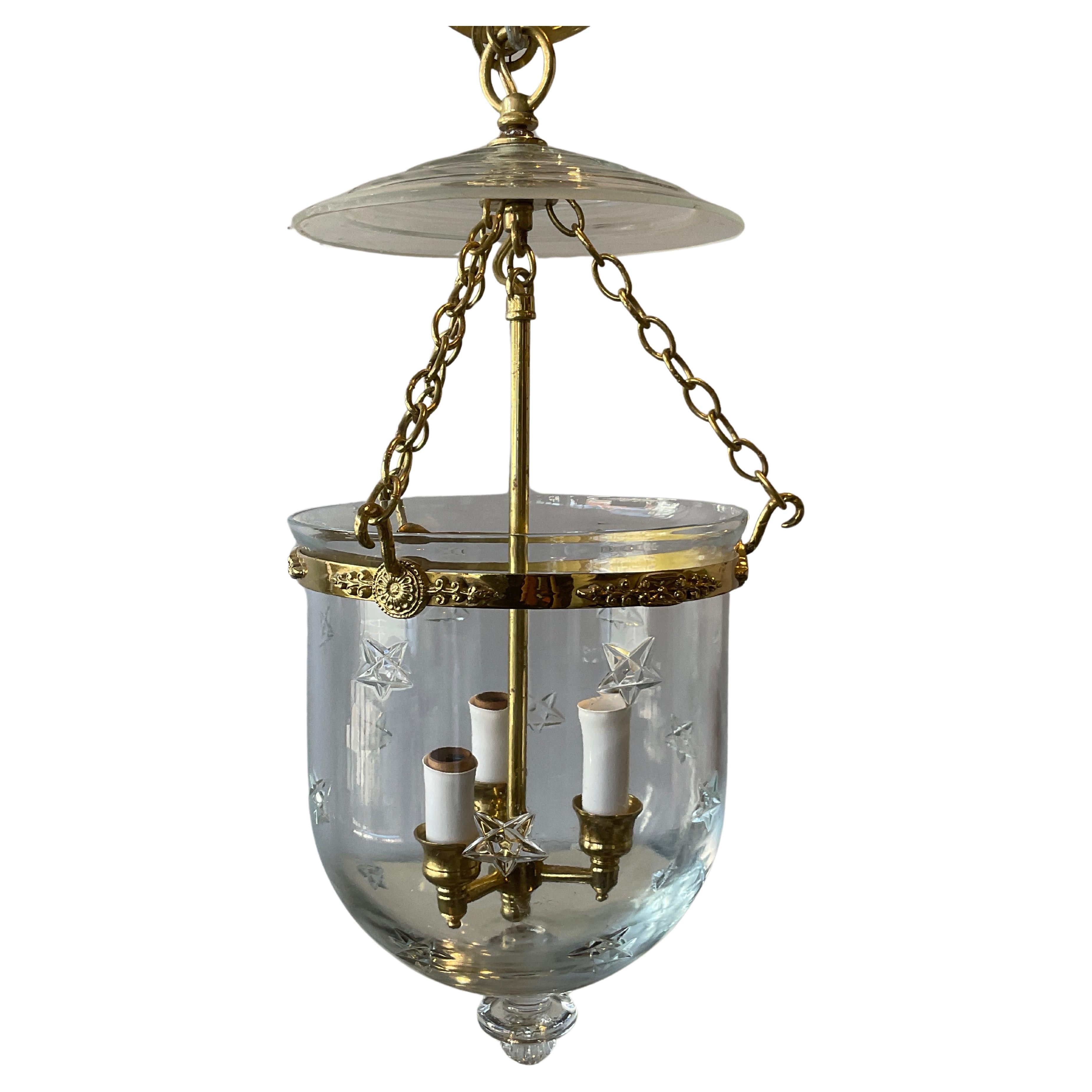Brass And Glass Bell Jar Star Lantern