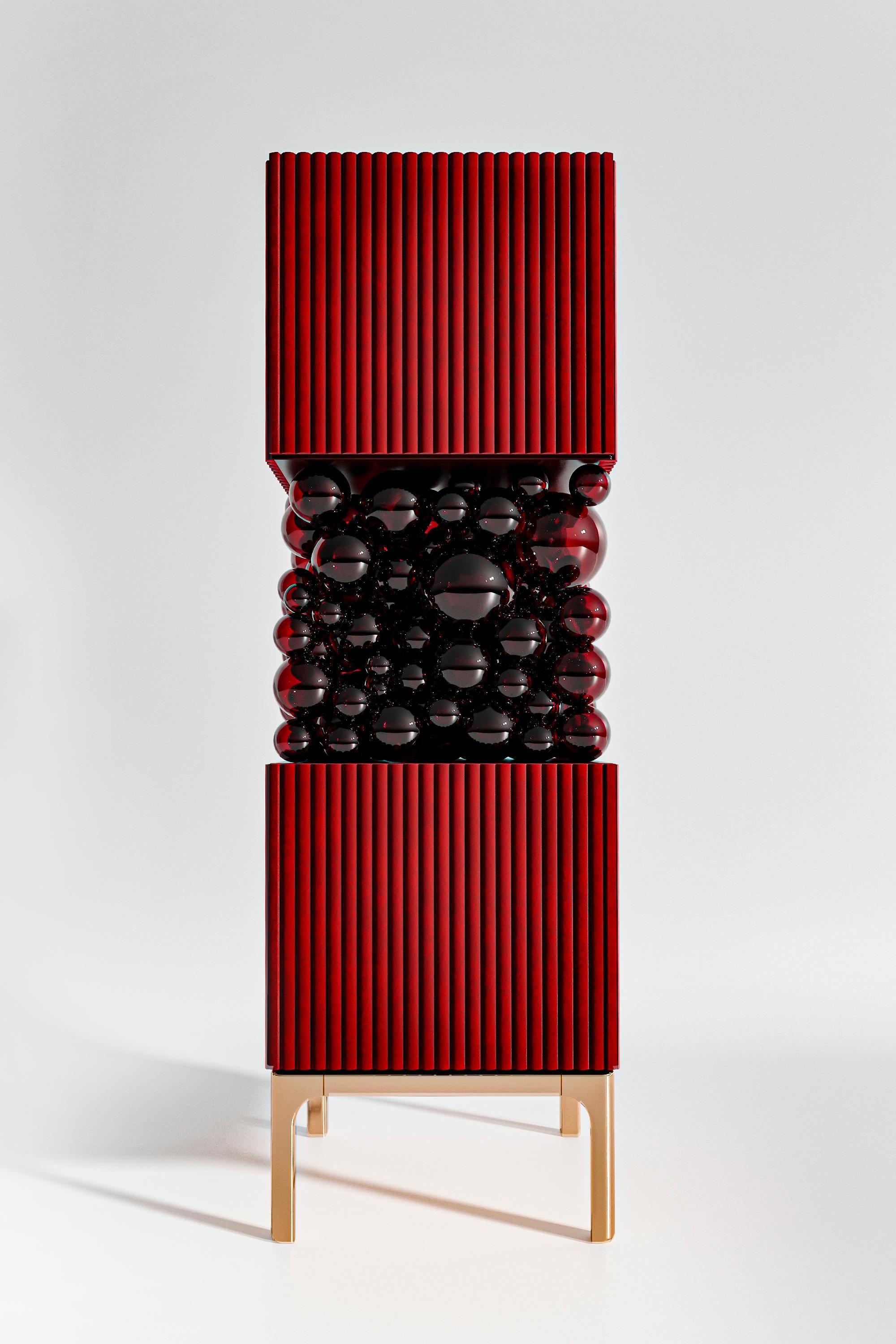 Other Brass And Glass Bubbles Decorative Cabinet by PANOPTIKUM COLLECTIONS For Sale