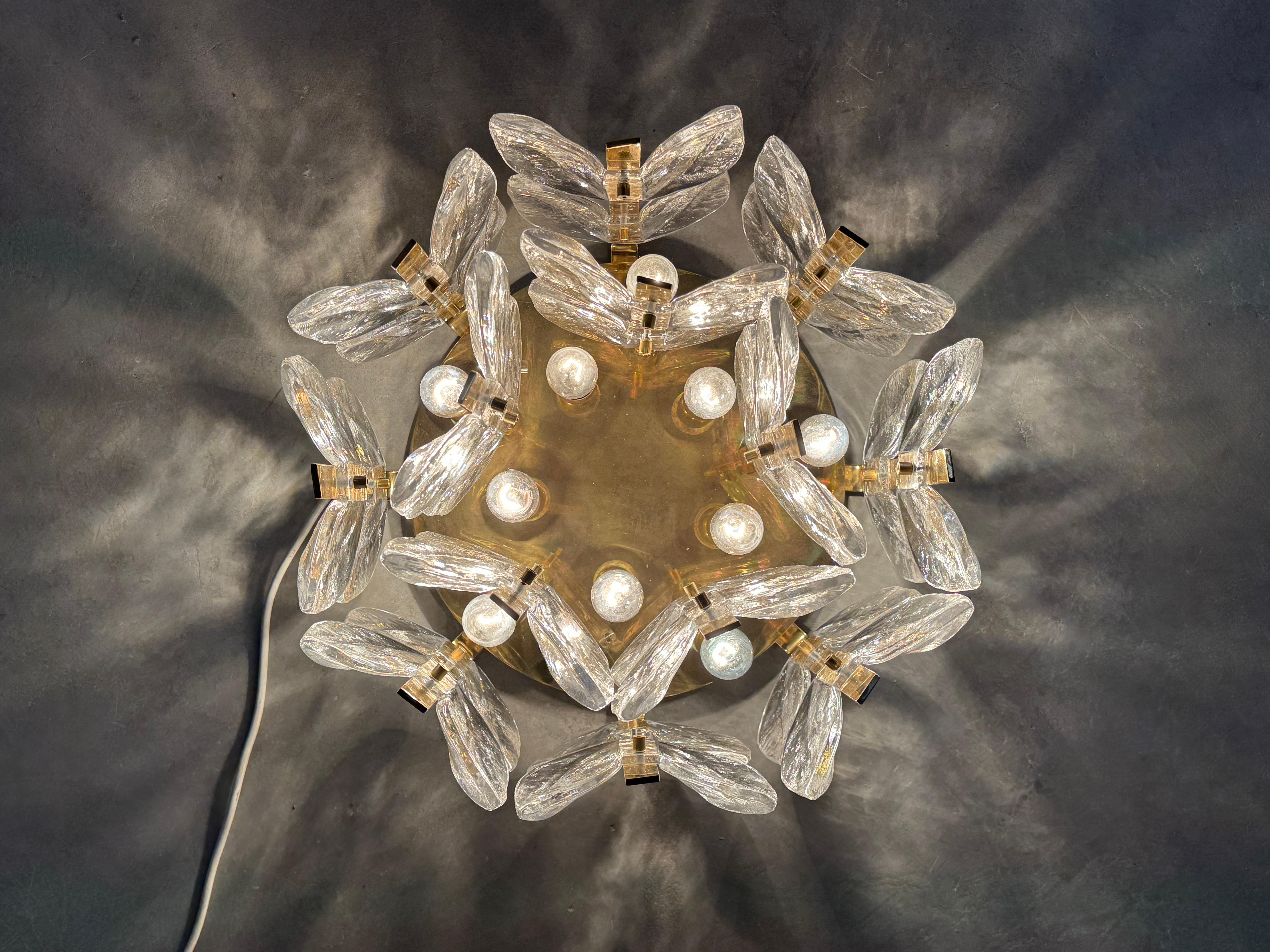 Brass and Glass Butterfly Flushmount Florida by Kalmar 1960 5