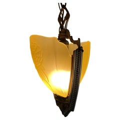 Brass and Glass Cascade Chandelier