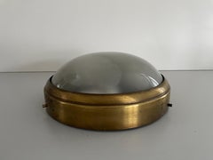 Brass and Glass Ceiling Lamp Flush Mount, 1960s, Italy