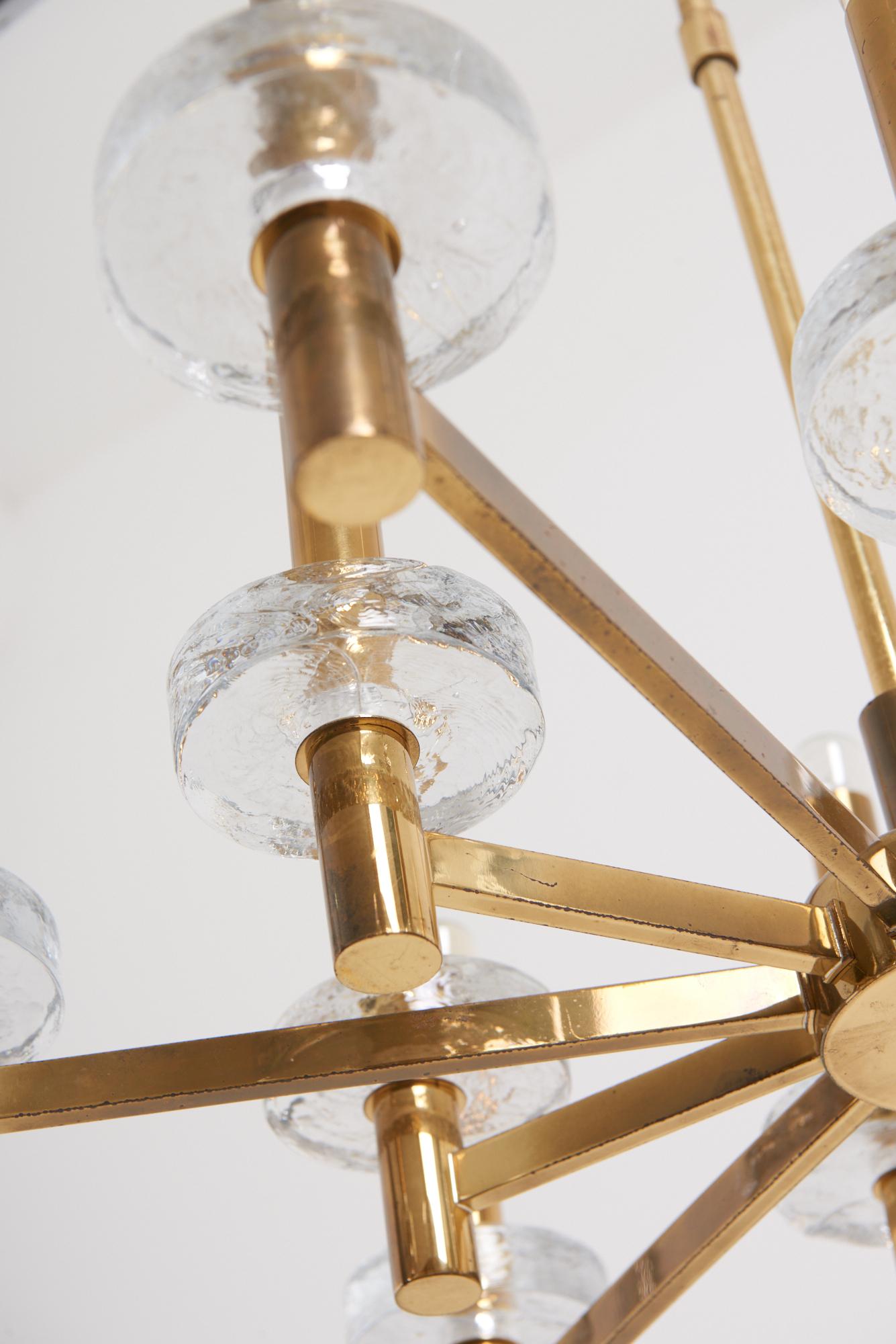 Brass and Glass Ceiling Light by Gaetano Sciolari 5