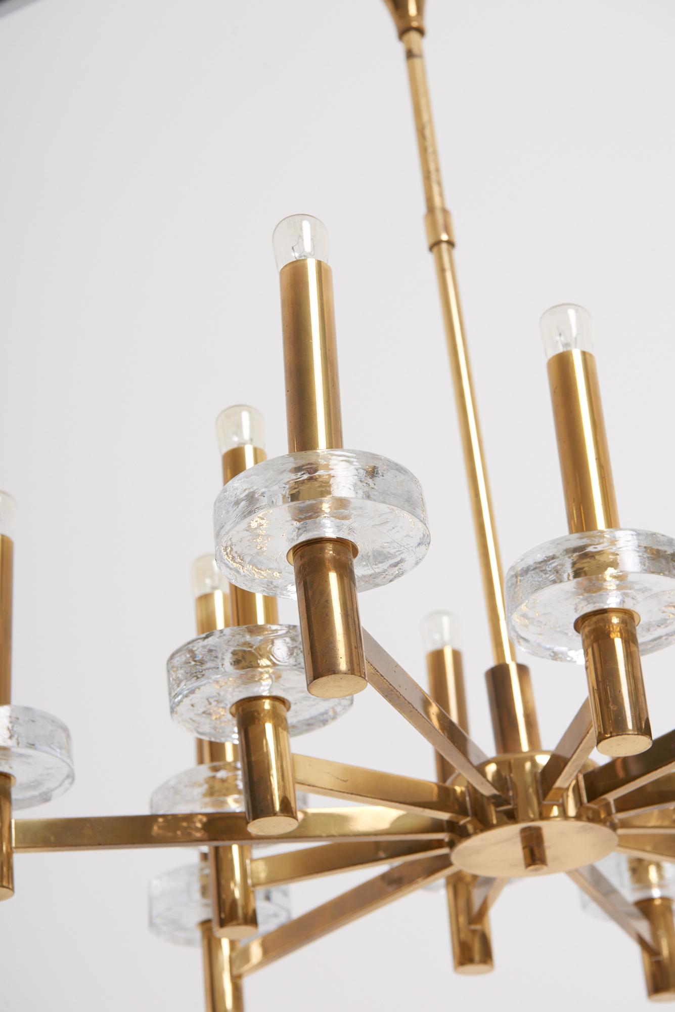 Brass and Glass Ceiling Light by Gaetano Sciolari 1