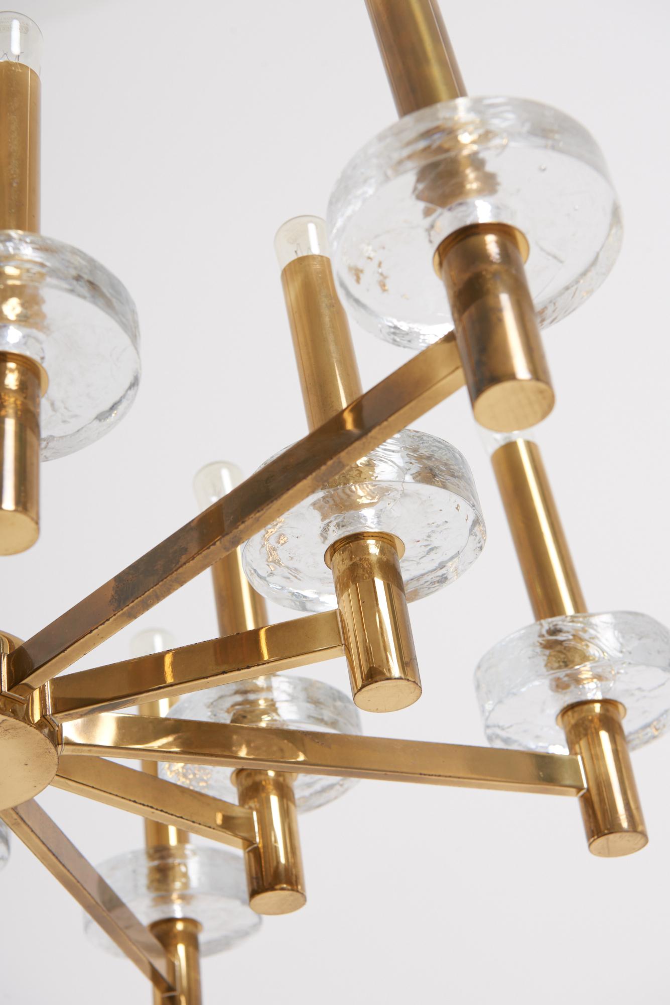 Brass and Glass Ceiling Light by Gaetano Sciolari 2