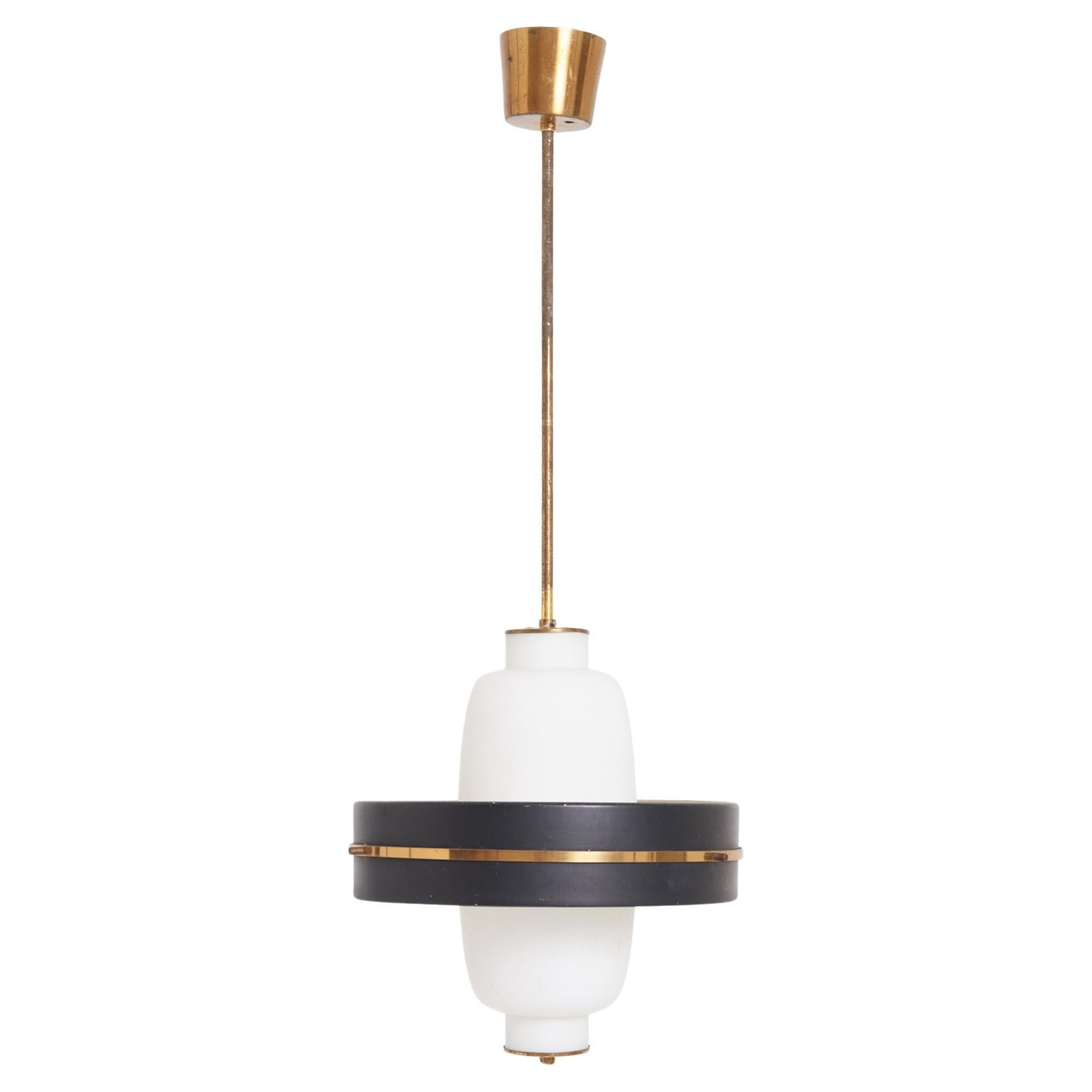 Brass and Glass Ceiling Light by Stilnovo