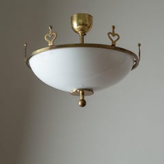 Brass and Glass Ceiling Light, circa 1940