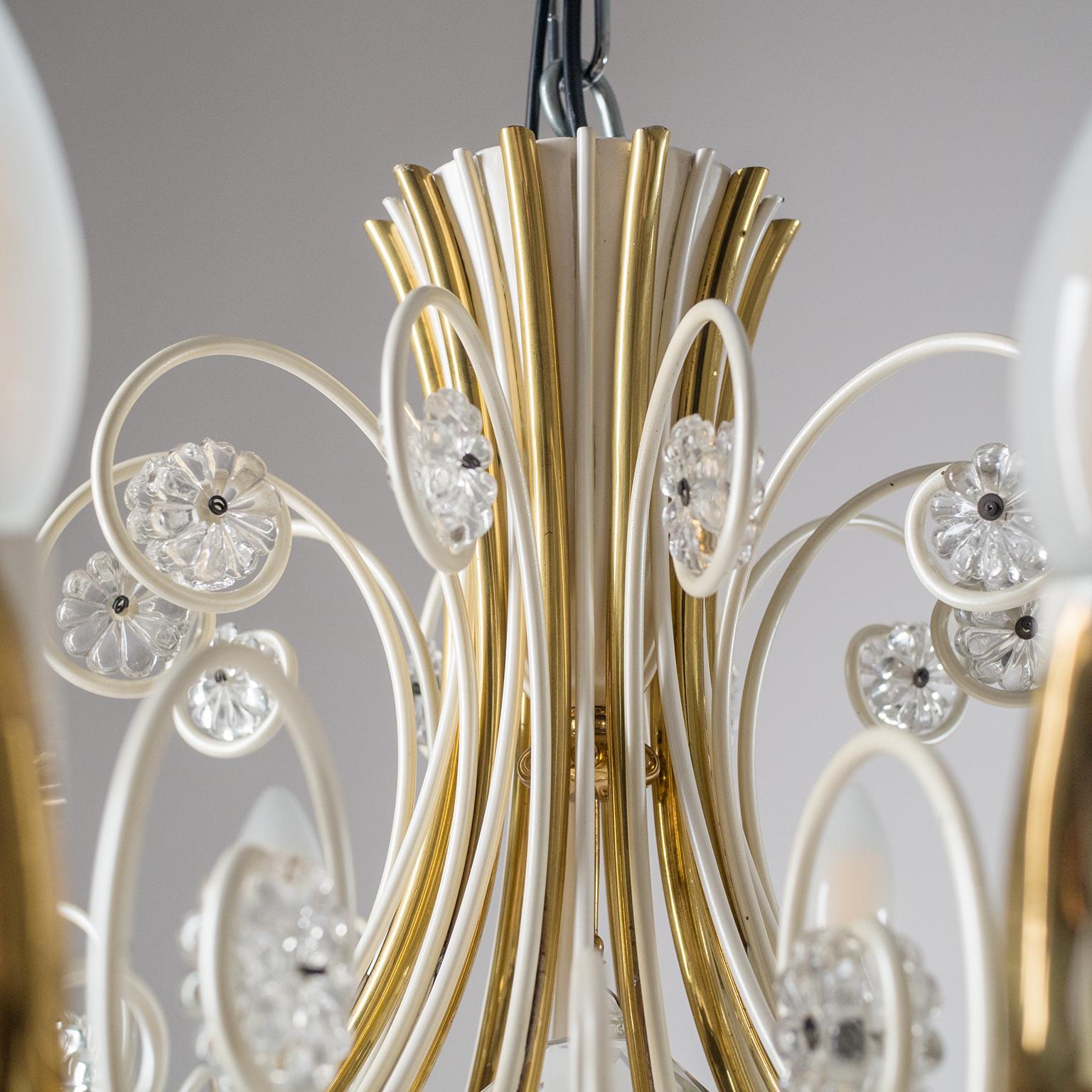 German Brass and Glass Ceiling Light, 1960s, Vereinigte Werkstätten For Sale