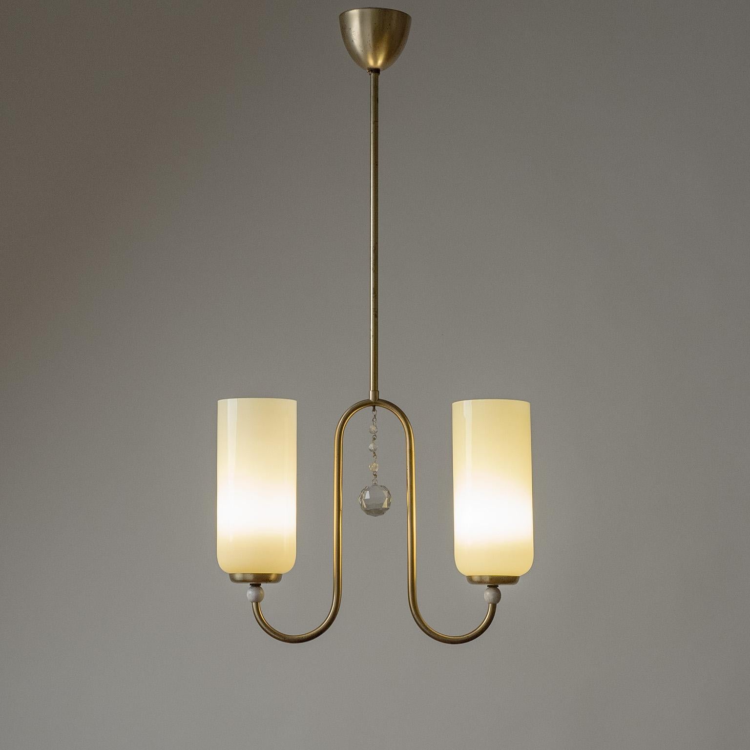 Brass and Glass Chandelier, 1930s 5
