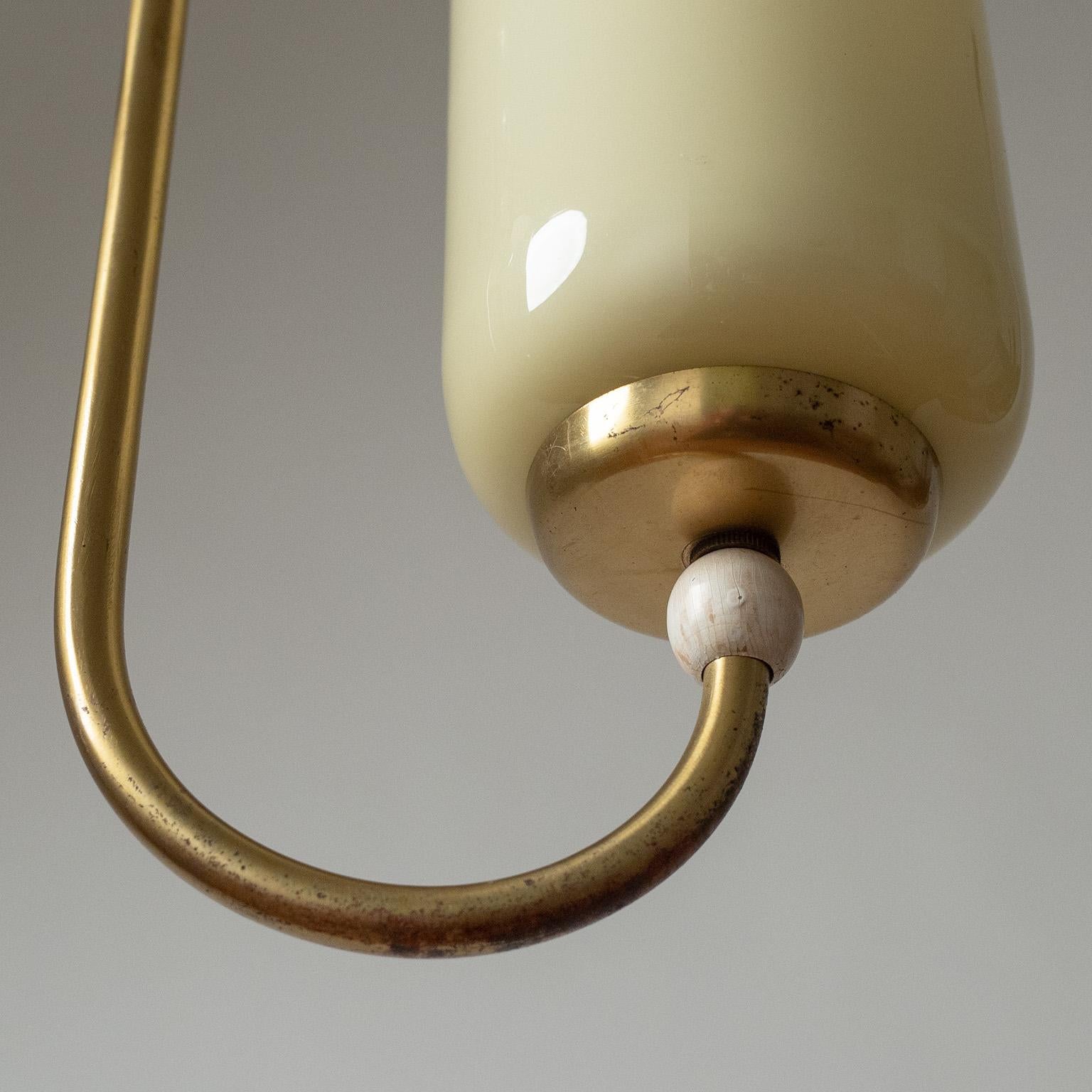 Lacquered Brass and Glass Chandelier, 1930s