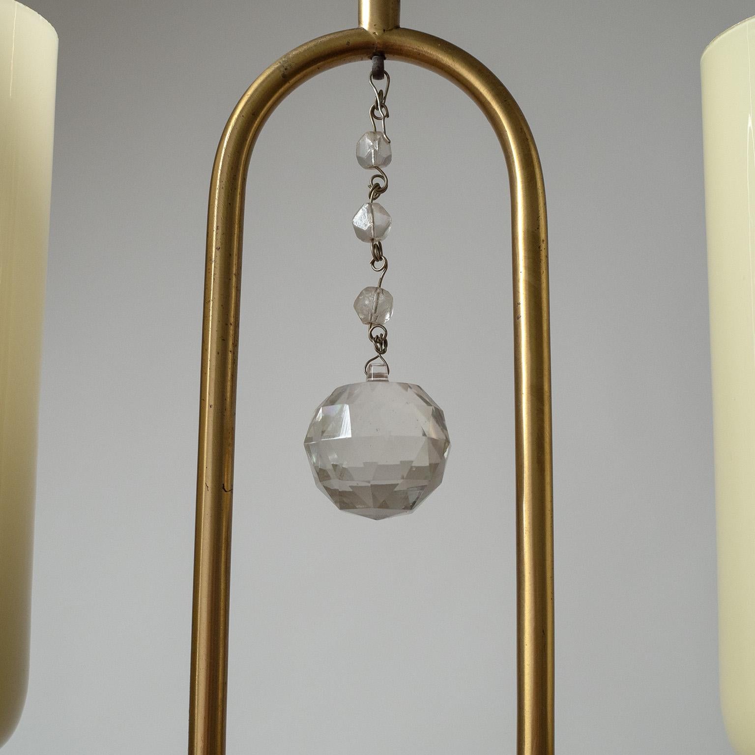 Brass and Glass Chandelier, 1930s 1