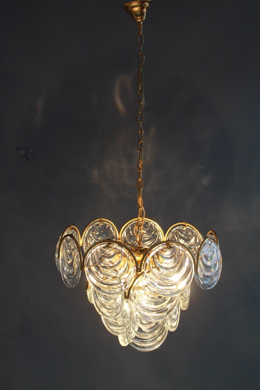 Brass and Glass Chandelier Italy 1960s Sciolari In Good Condition For Sale In Frankfurt / Dreieich, DE