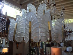 Large Glass and Brass Chandelier by Carl Fagerlund for Orrefors
