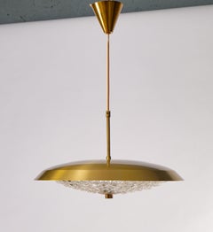 Brass and Glass Chandelier by Carl Fagerlund, Orrefors, 1960s