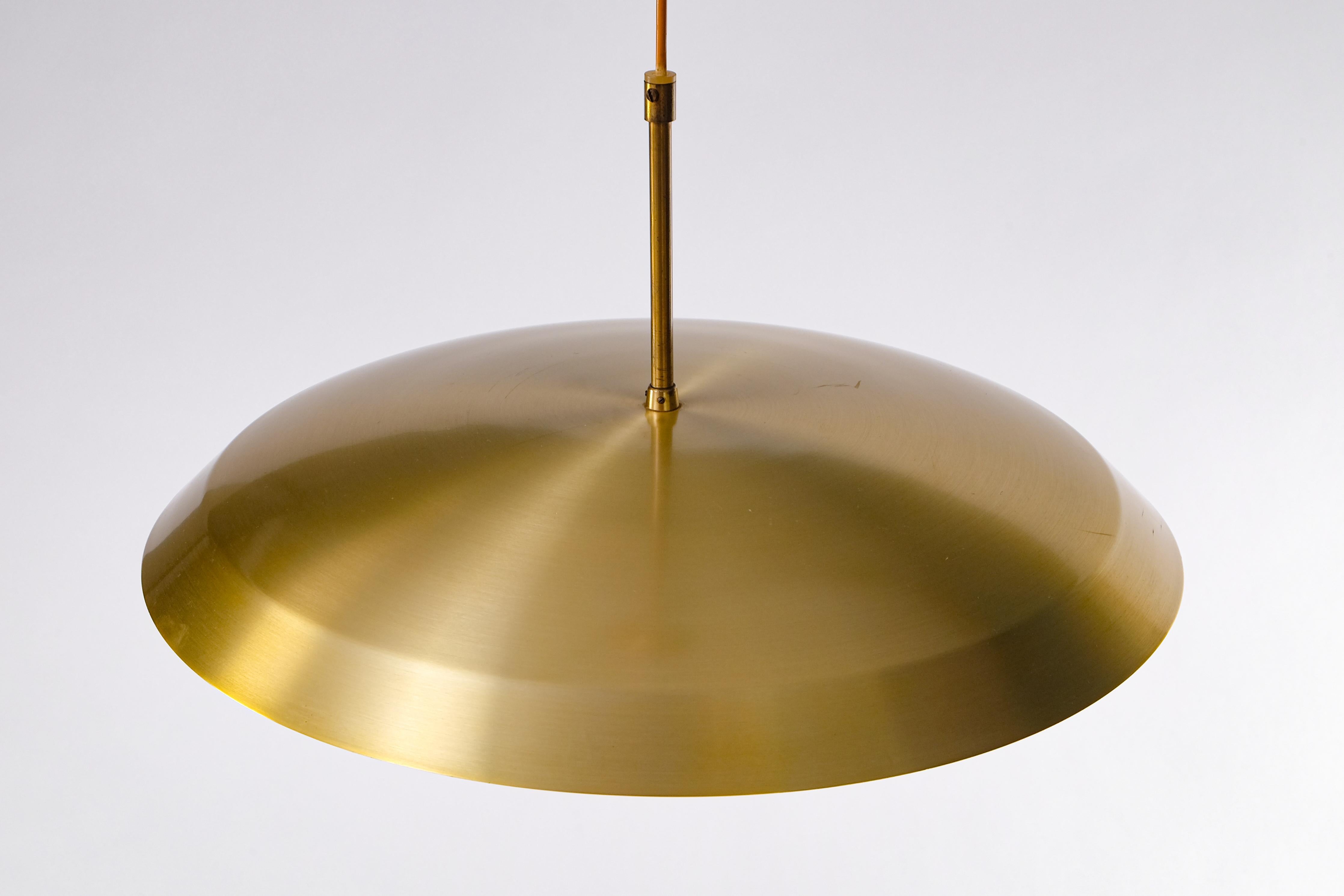 Scandinavian Modern Brass and Glass Chandelier by Carl Fagerlund, Orrefors, 1960s For Sale