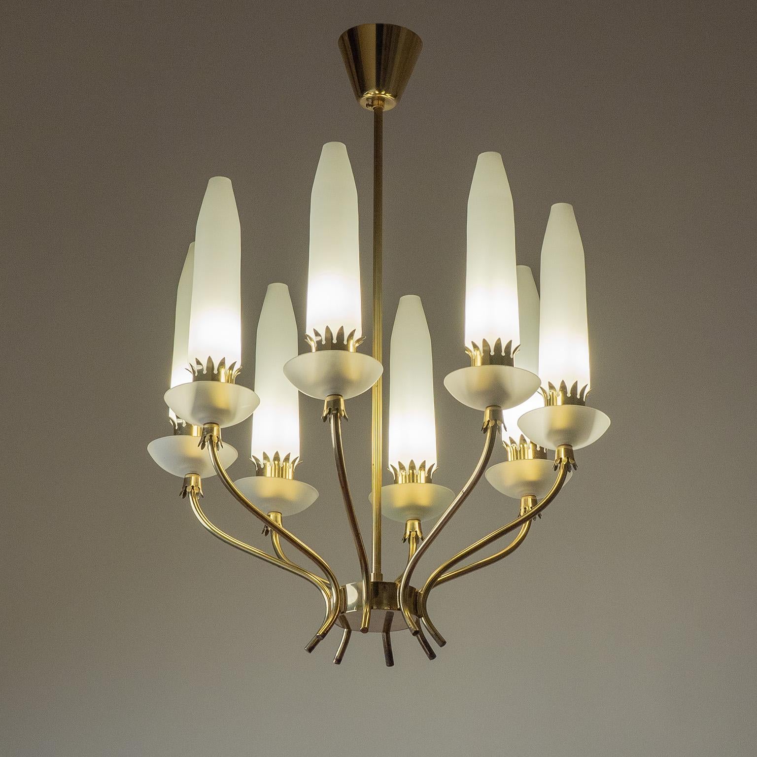 Mid-Century moderno Lampadario in ottone e vetro di Falkenbergs, circa 1960 in vendita