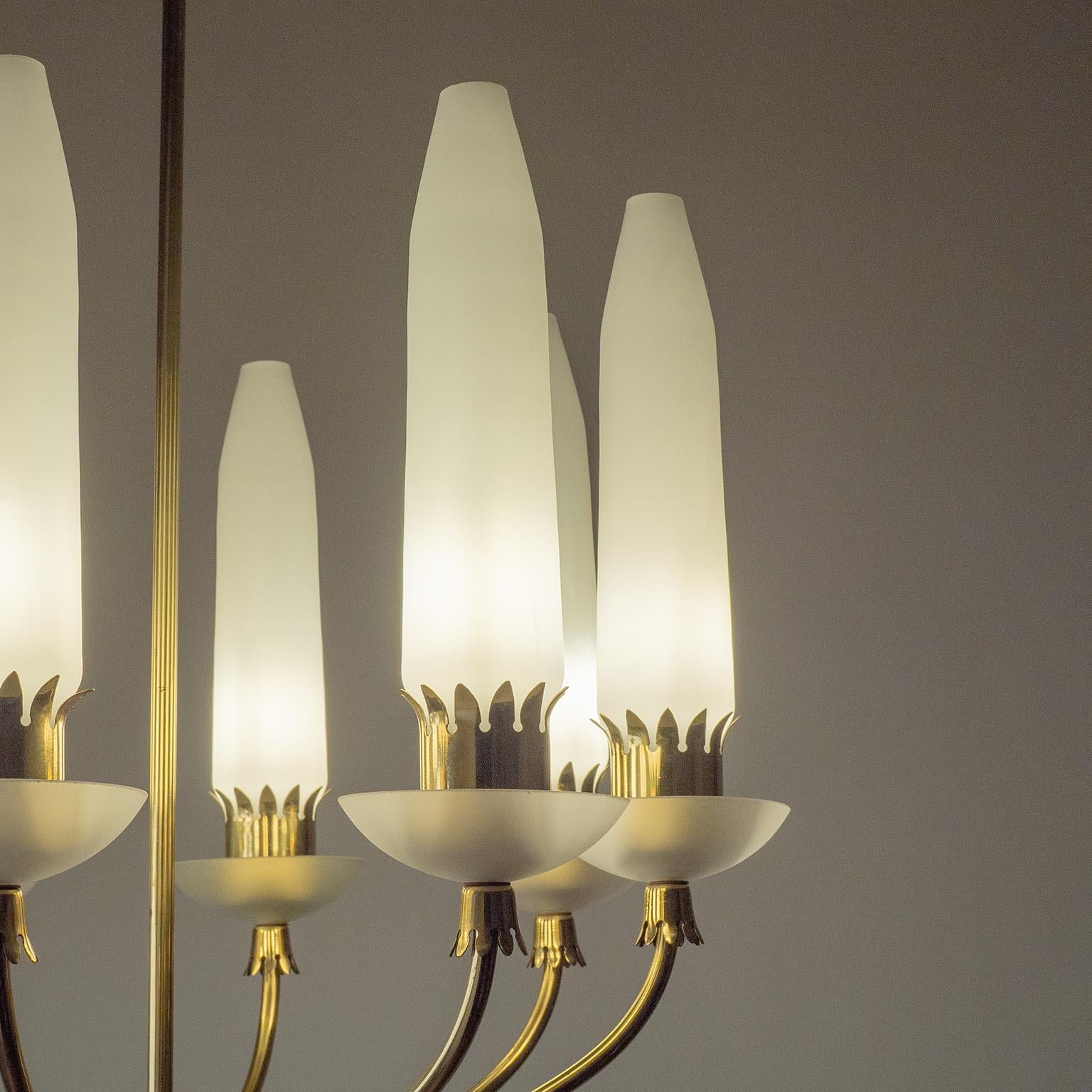 Svedese Lampadario in ottone e vetro di Falkenbergs, circa 1960 in vendita