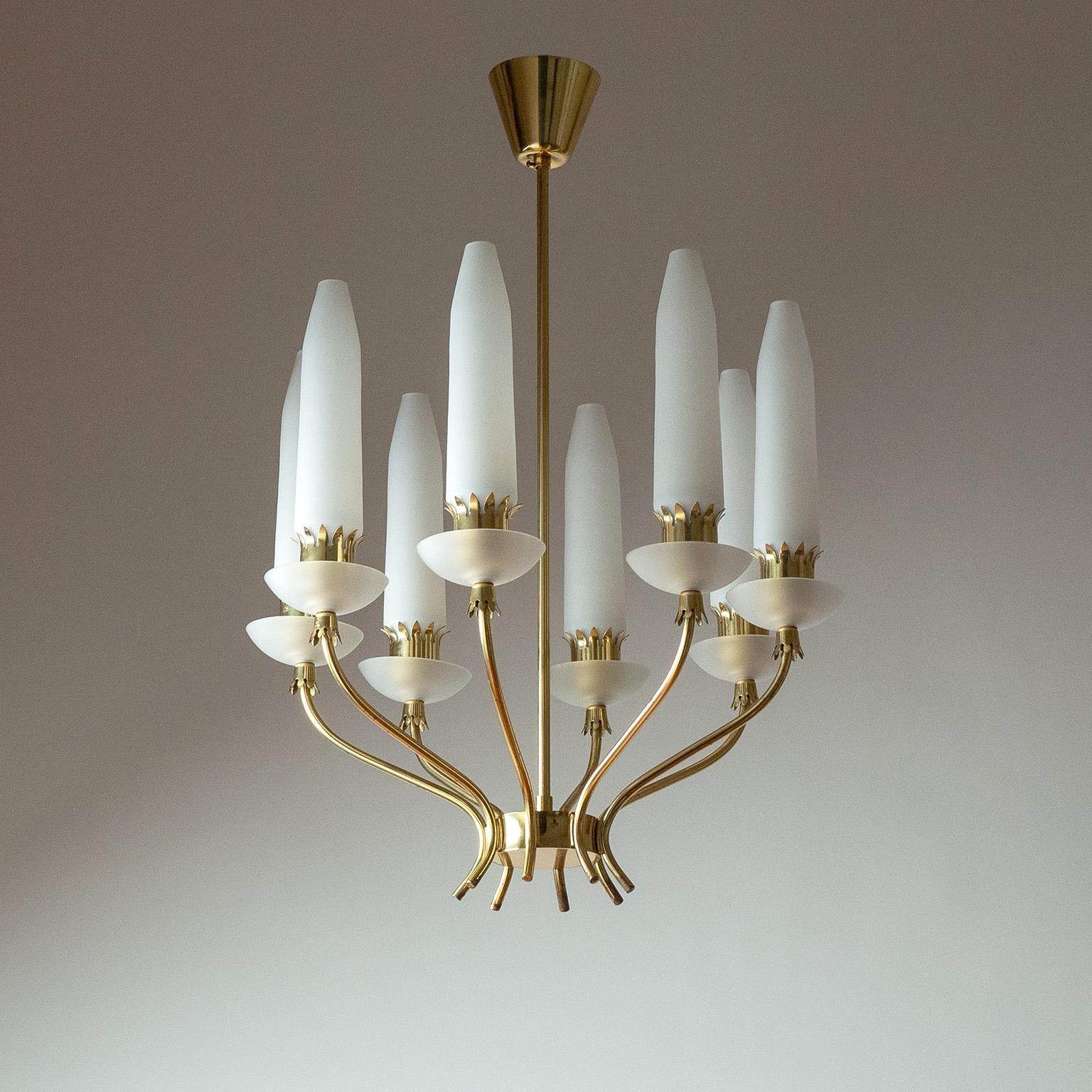 Ottone Lampadario in ottone e vetro di Falkenbergs, circa 1960 in vendita